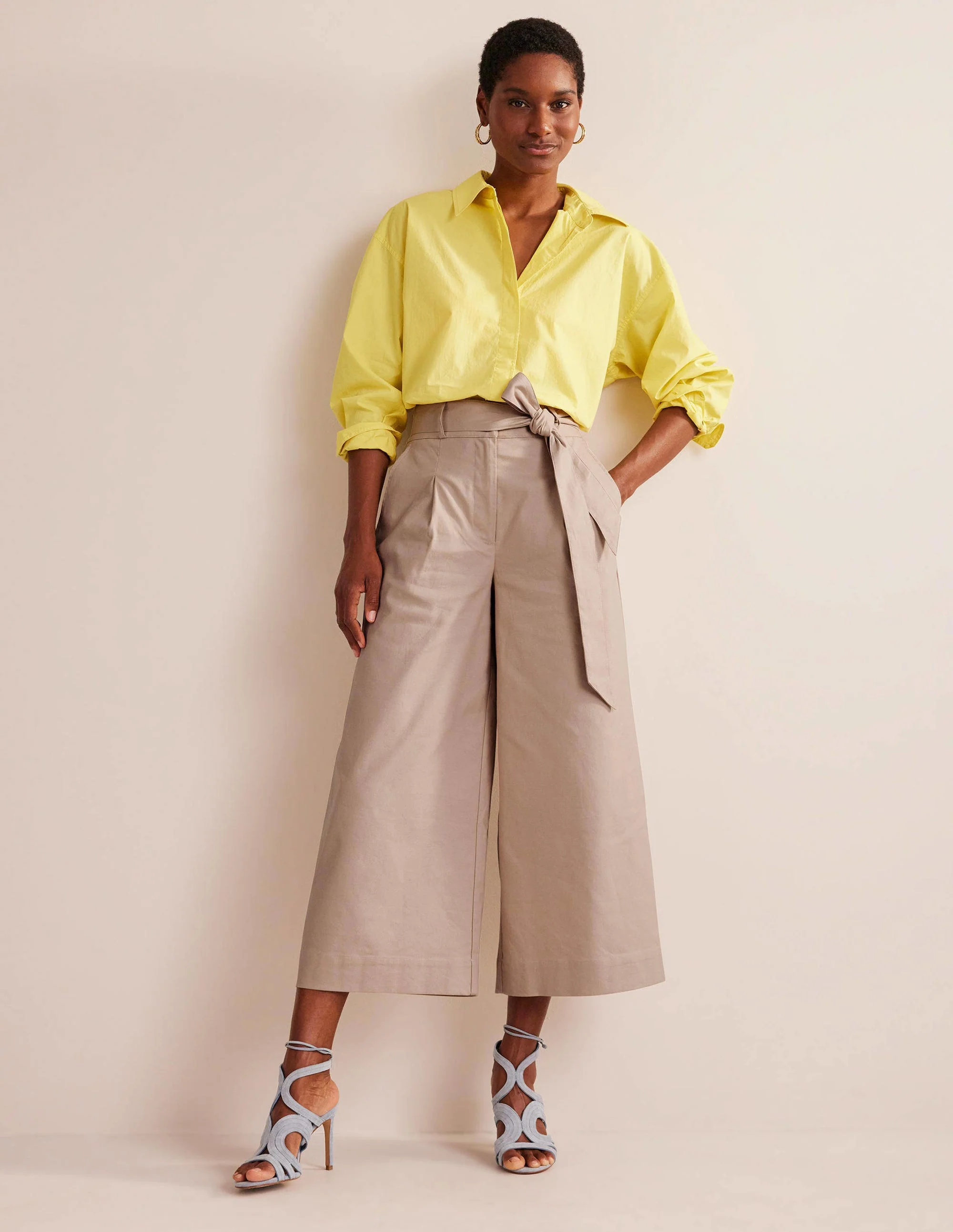 Cropped Wide-Leg Pants-Rope
