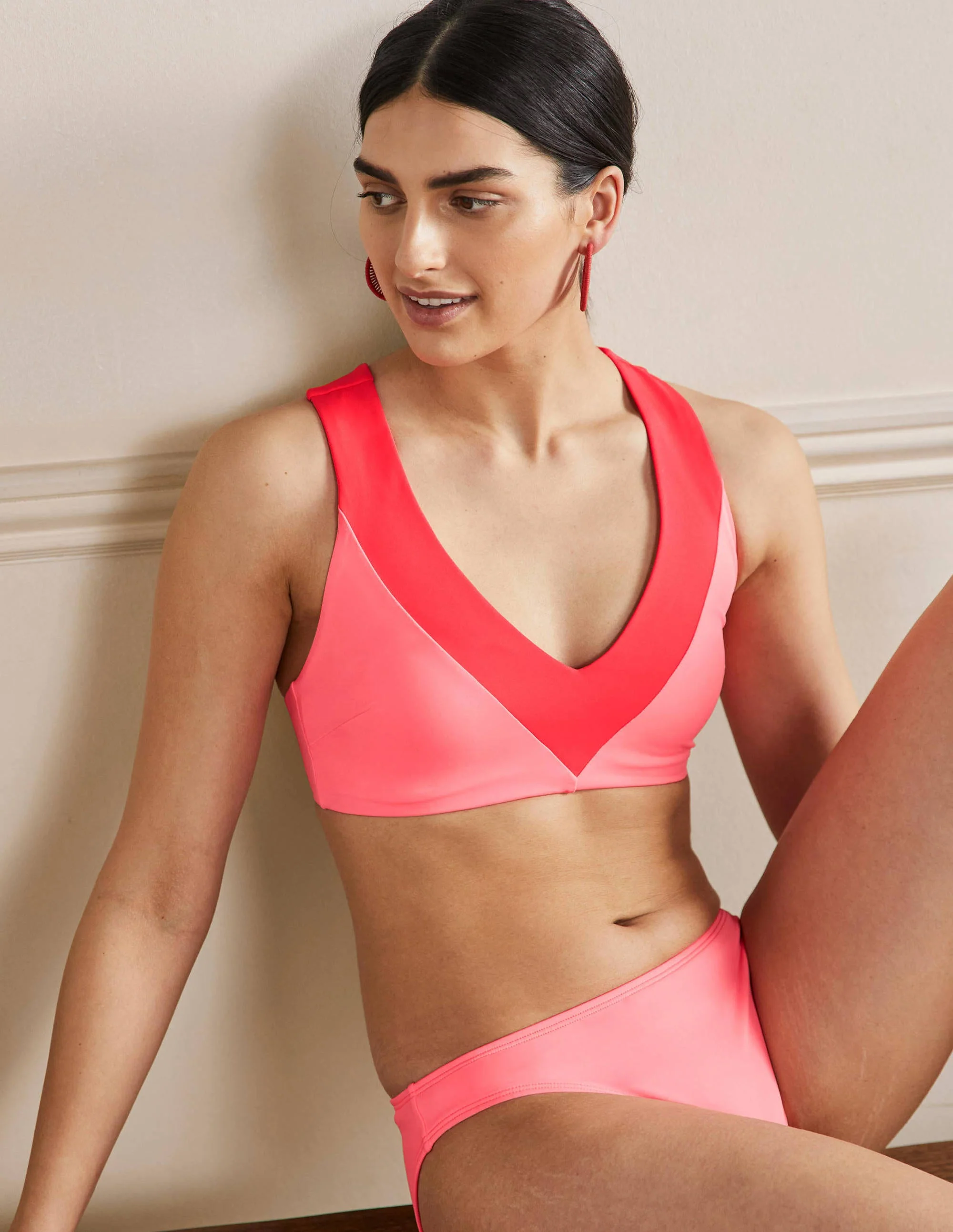 Cross-back Bikini Top-Fizzy Fusion Colourblock