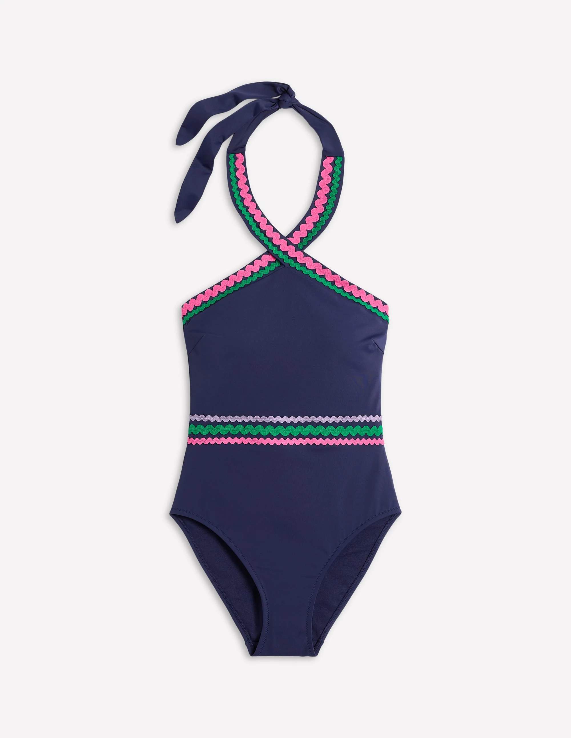 Cross Front Swimsuit-Navy Rik Rak - Image 6