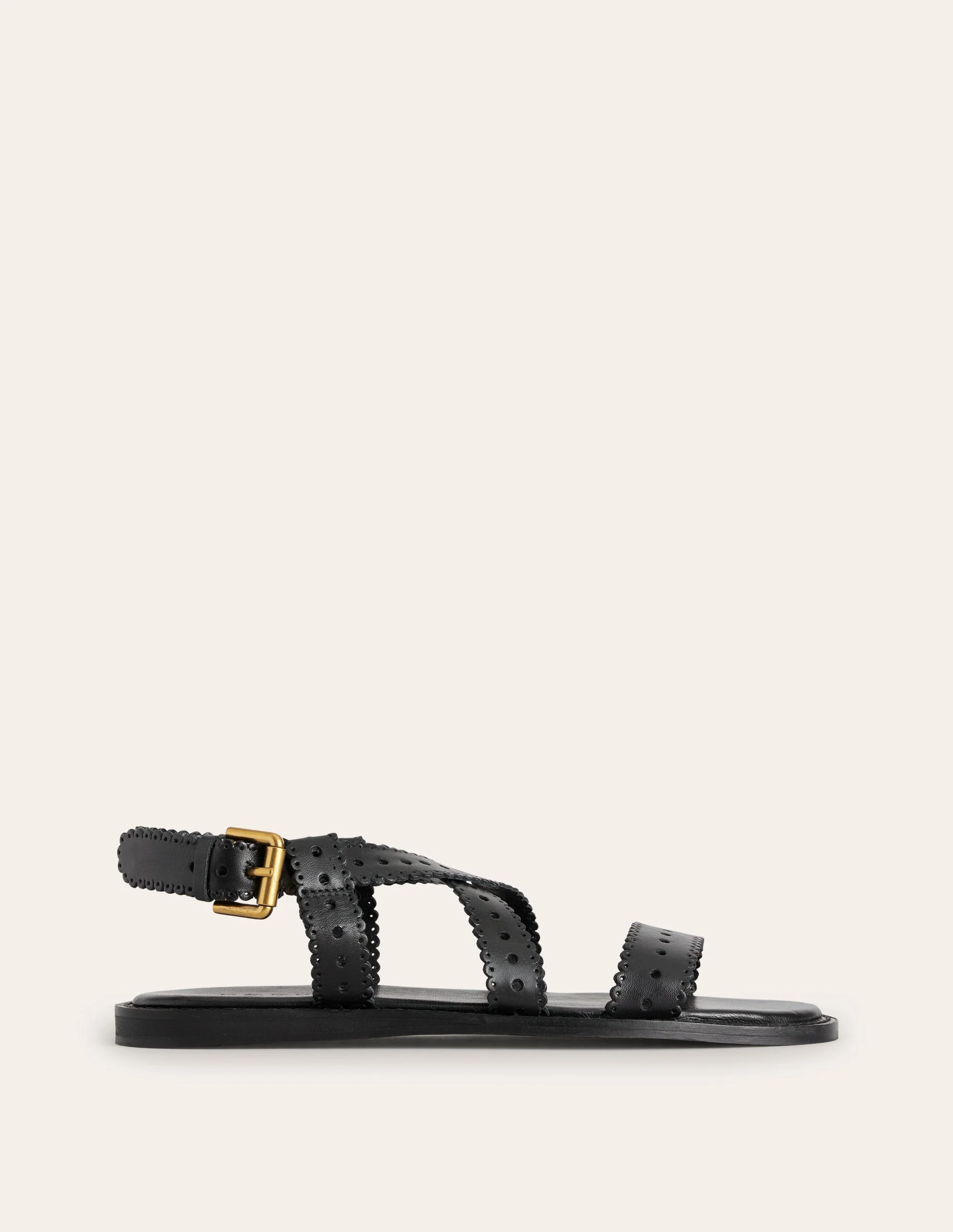 Cross Strap Flat Sandals-Black - Image 2