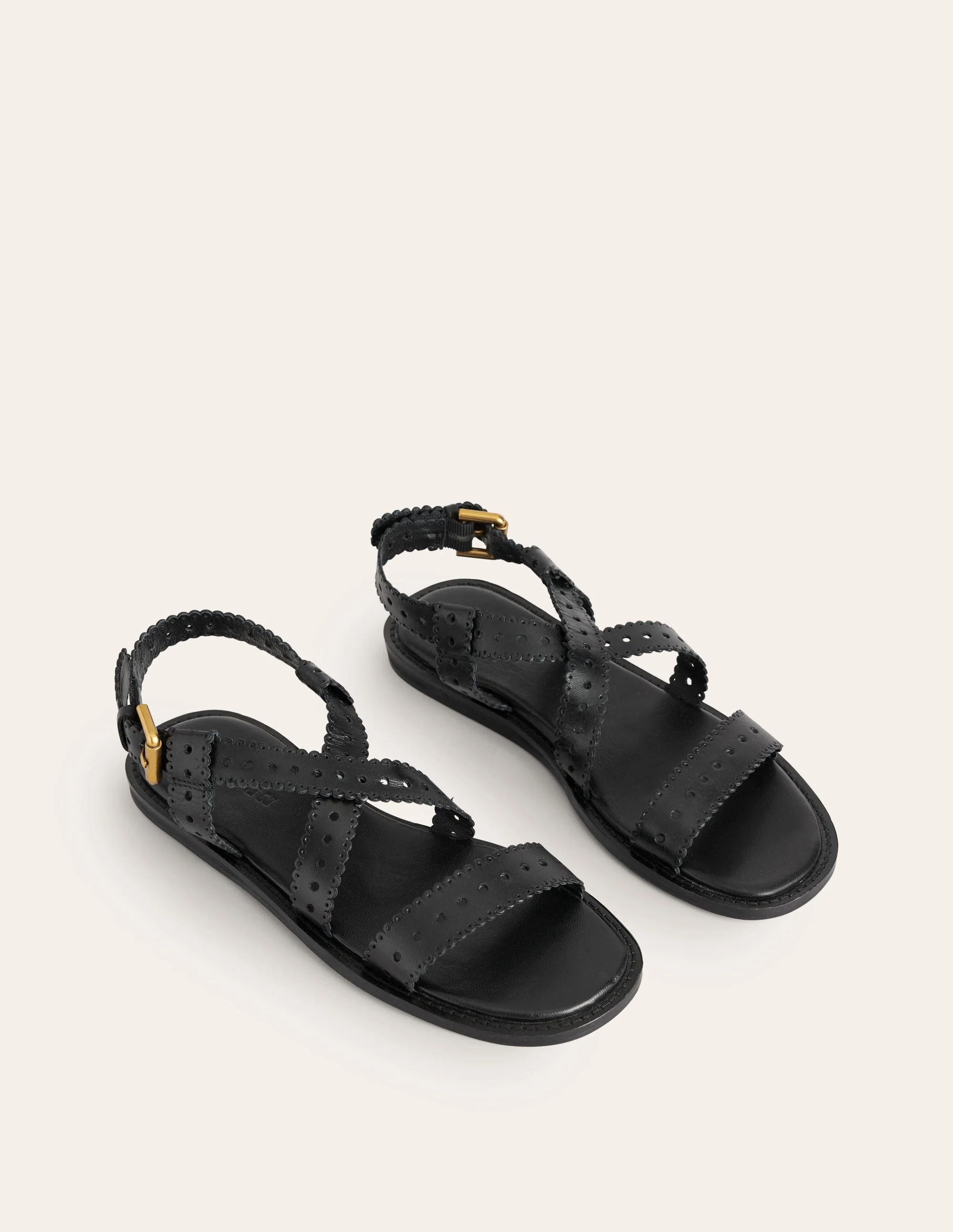 Cross Strap Flat Sandals-Black - Image 3