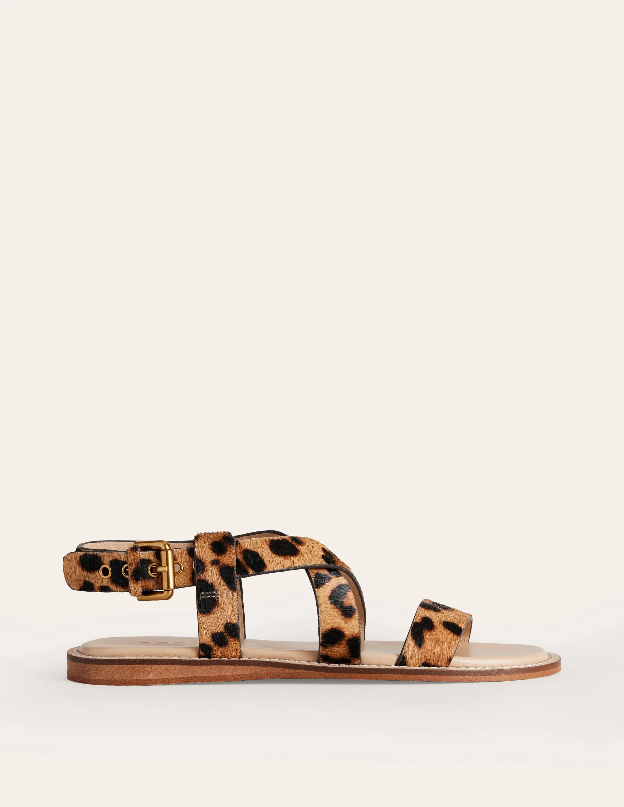 Cross Strap Flat Sandals-Classic Leopard - Image 2