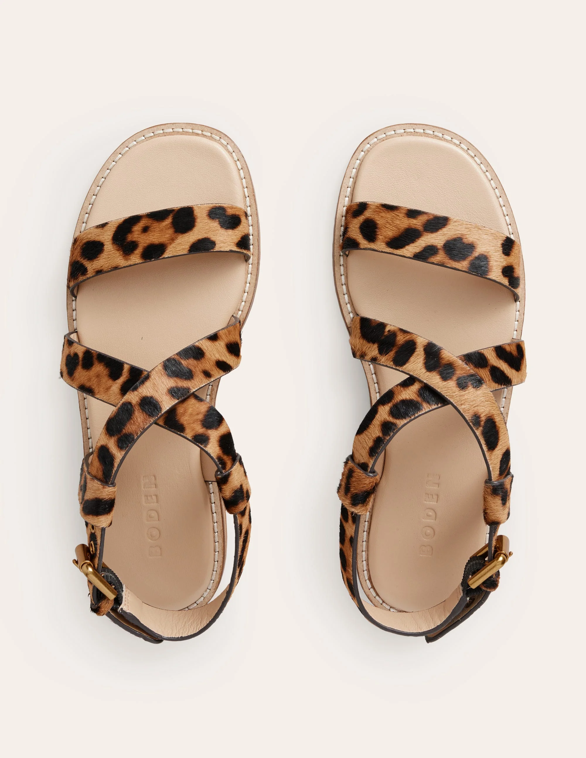 Cross Strap Flat Sandals-Classic Leopard - Image 5