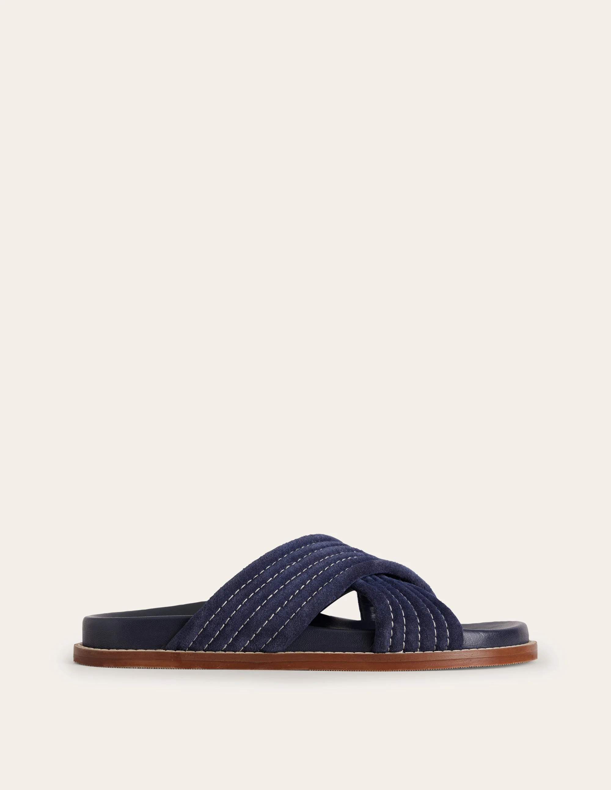 Cross Strap Sliders-Navy