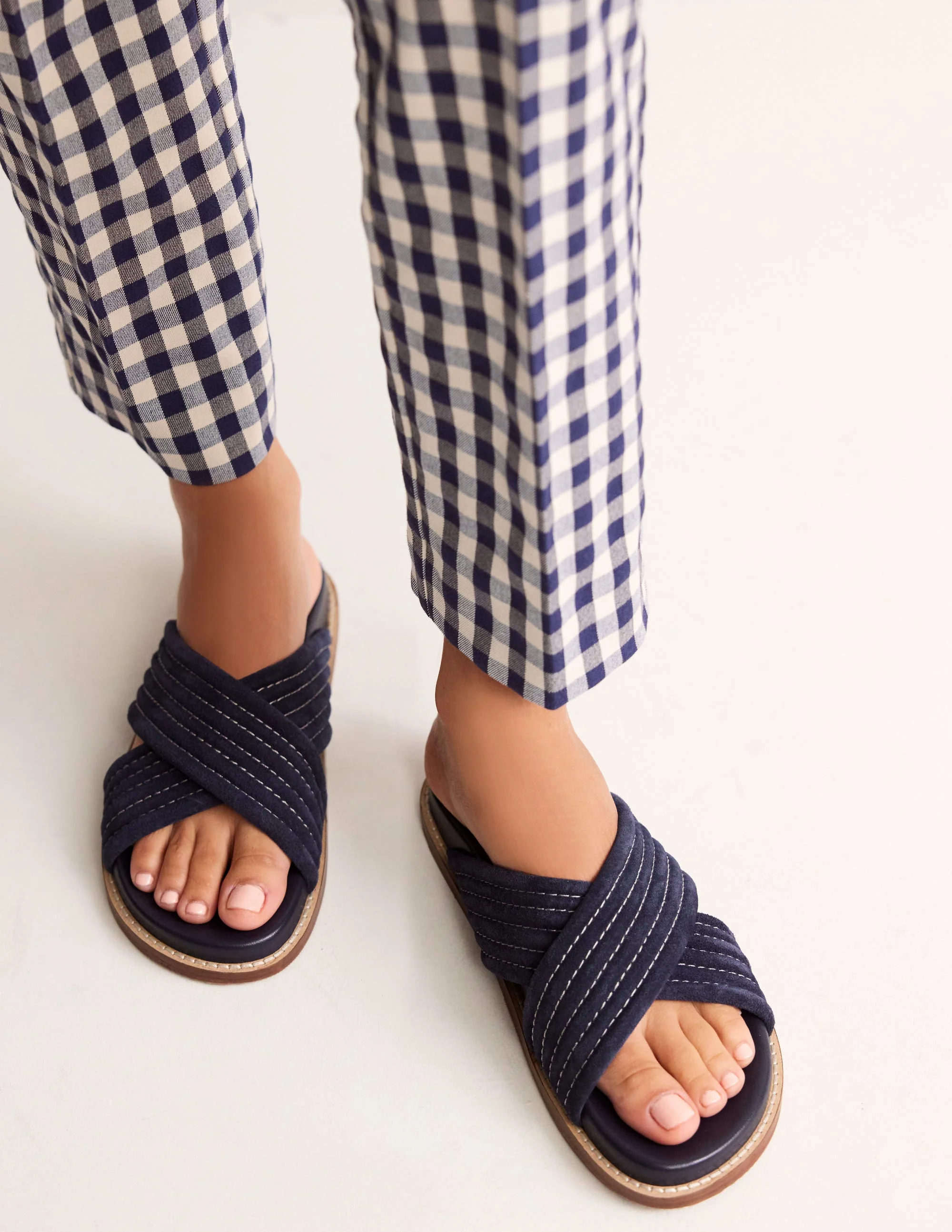 Cross Strap Sliders-Navy - Image 3