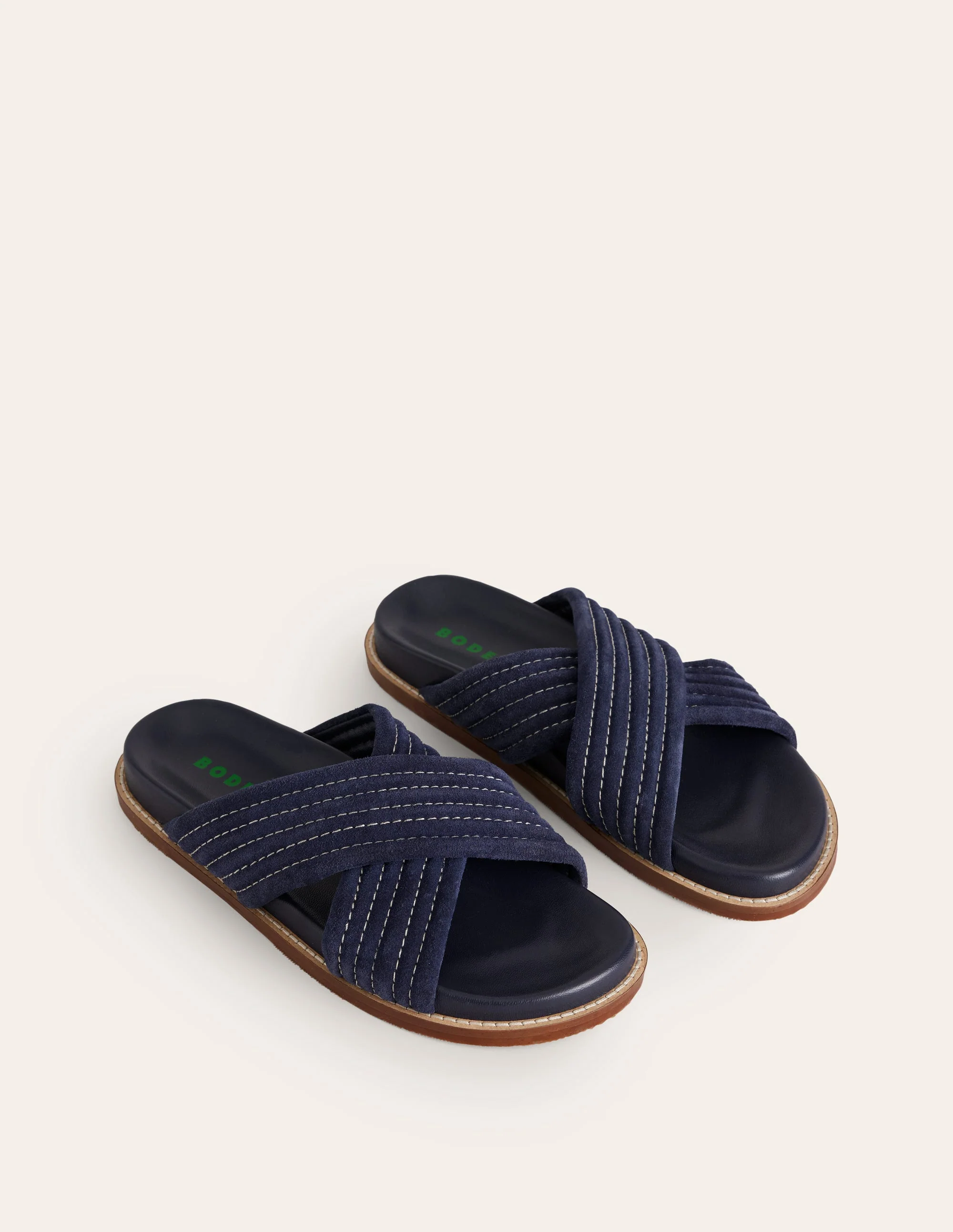 Cross Strap Sliders-Navy - Image 4
