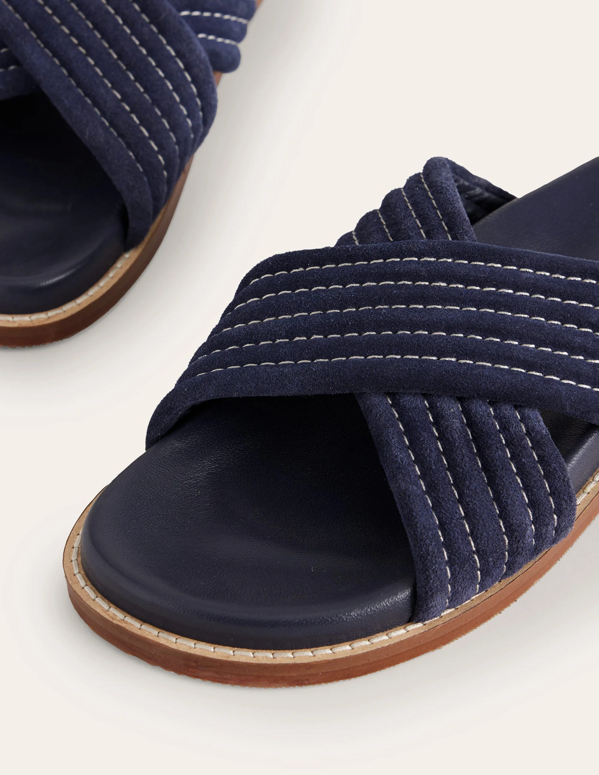 Cross Strap Sliders-Navy - Image 5