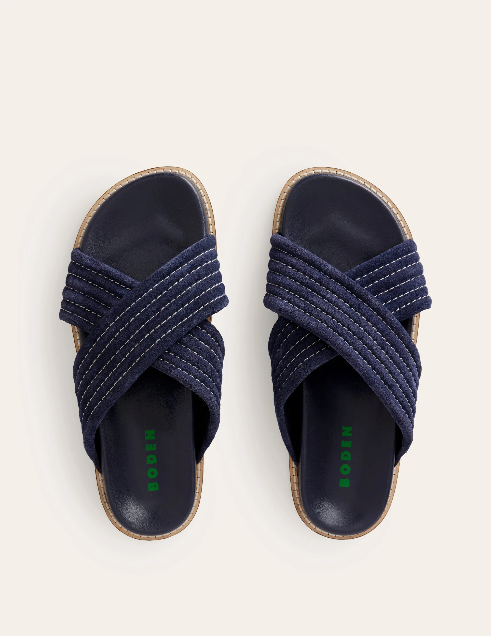 Cross Strap Sliders-Navy - Image 6