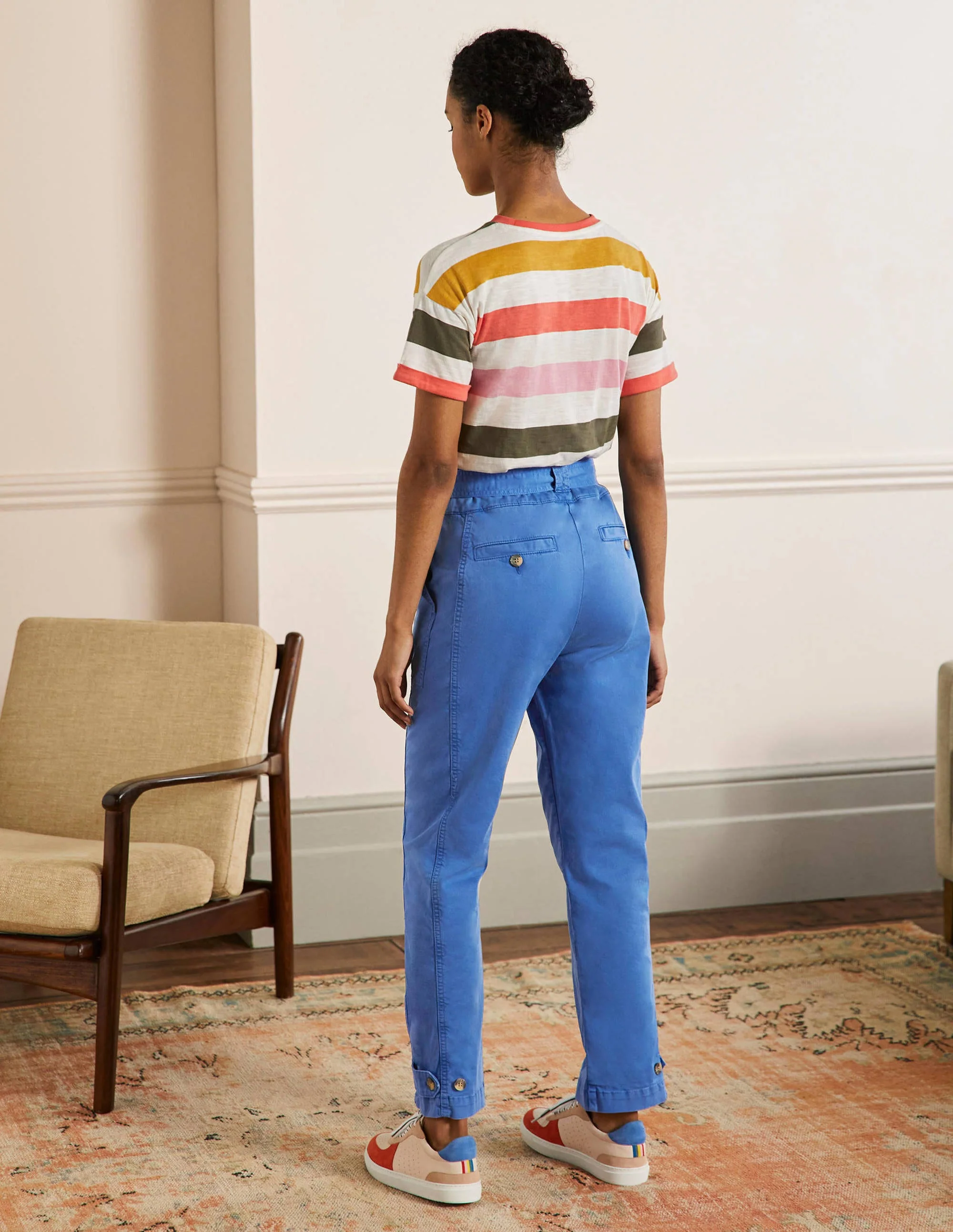 Cuff Strap Tie Pants-Atlantic Ocean Blue - Image 3