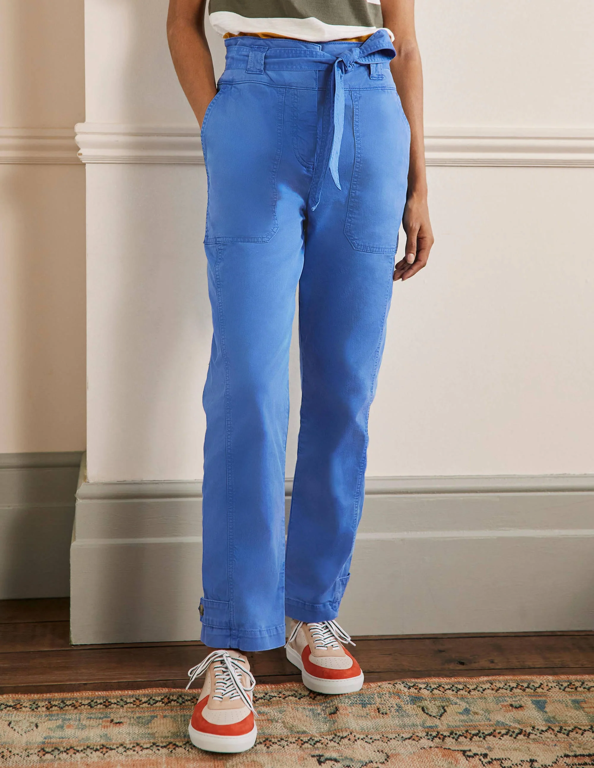 Cuff Strap Tie Pants-Atlantic Ocean Blue - Image 4