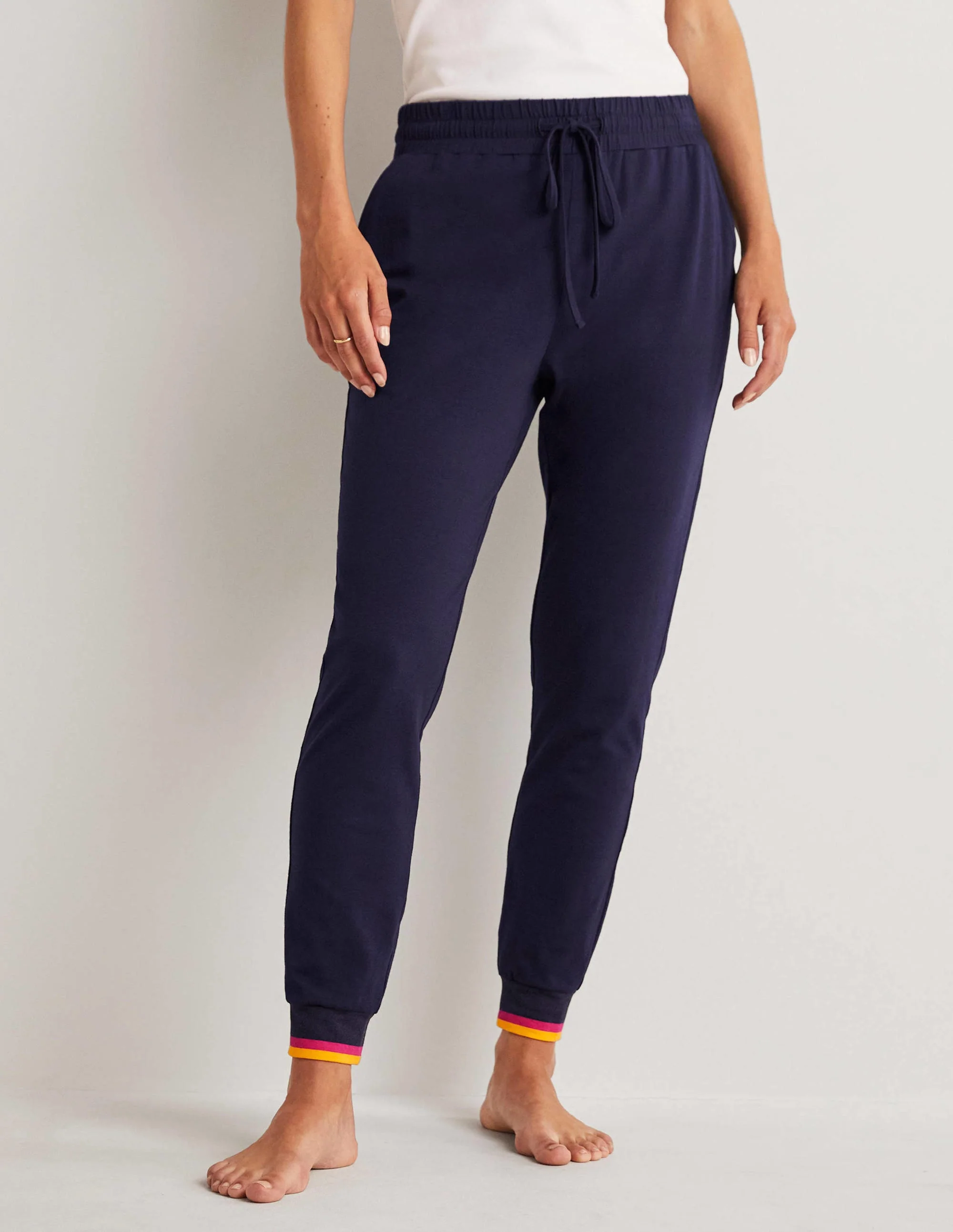Cuffed Jersey Joggers-Navy - Image 9