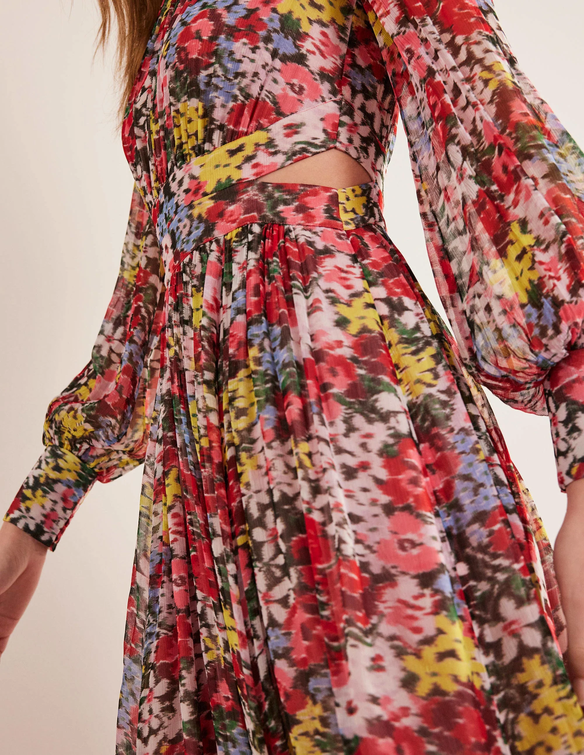 Curved Waist Maxi Dress-Multi, Moire Bloom - Image 2