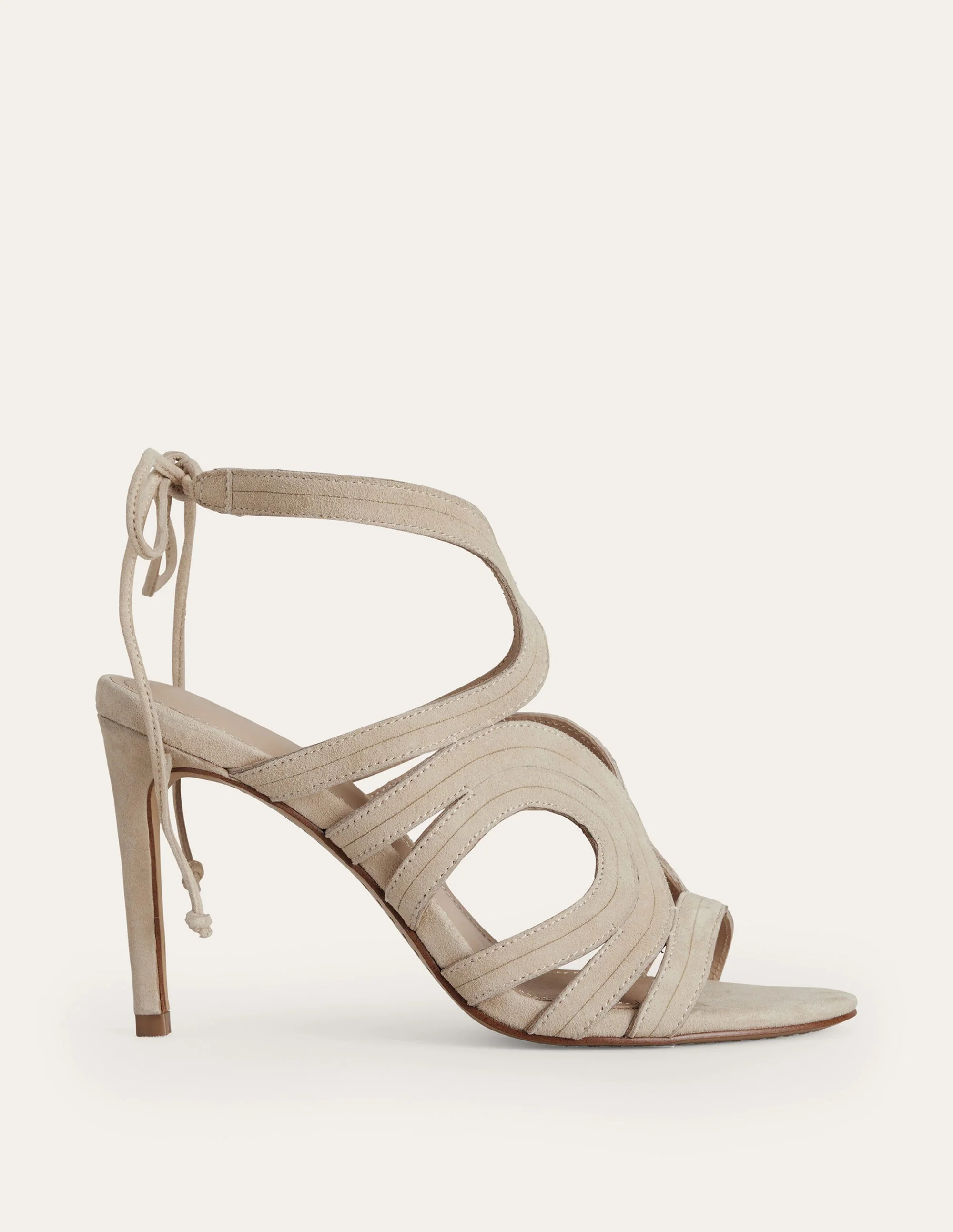 Cut Out Heeled Sandals-Oatmeal Suede - Image 2