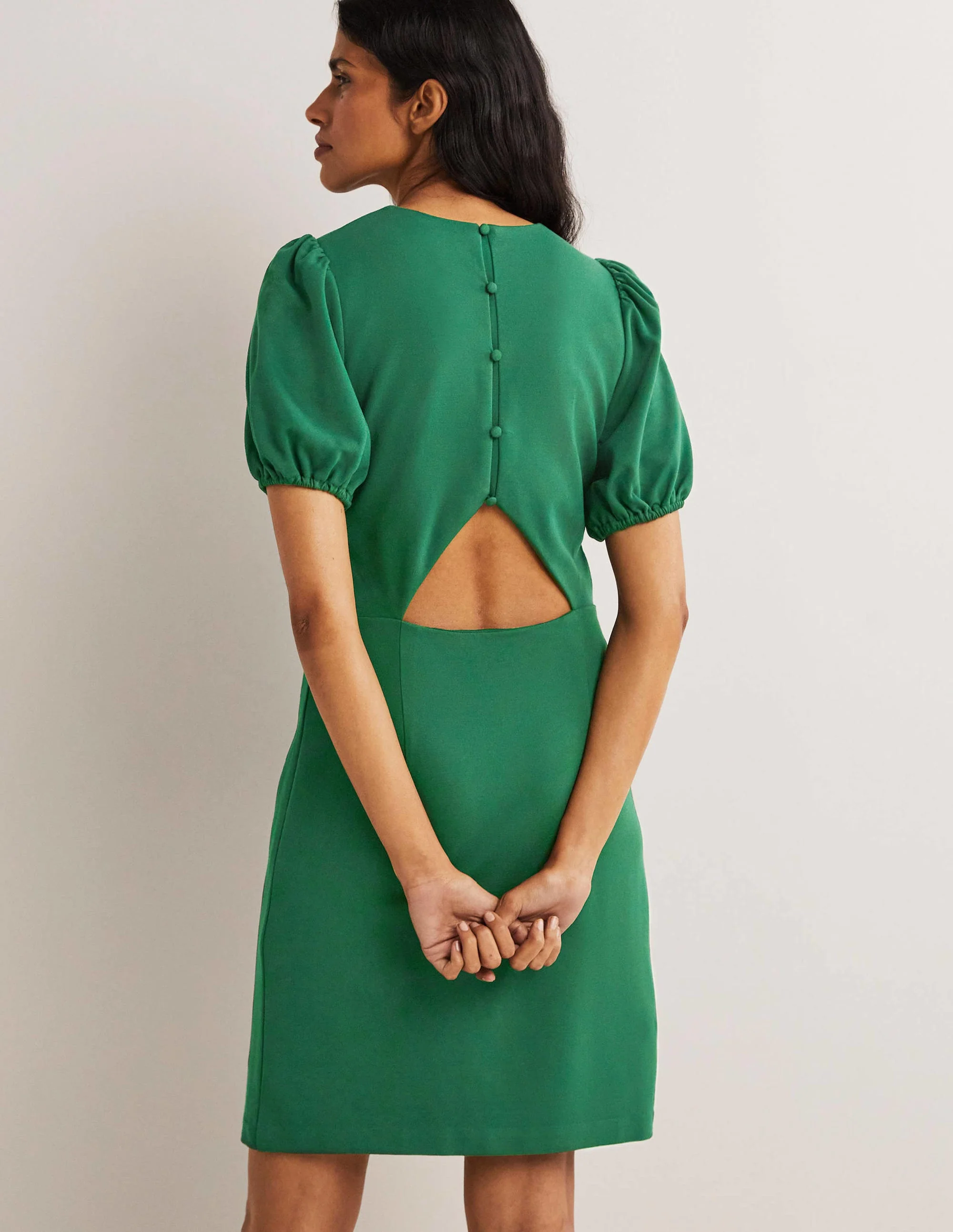 Cut Out Jersey Mini Dress-Hunter Green - Image 3