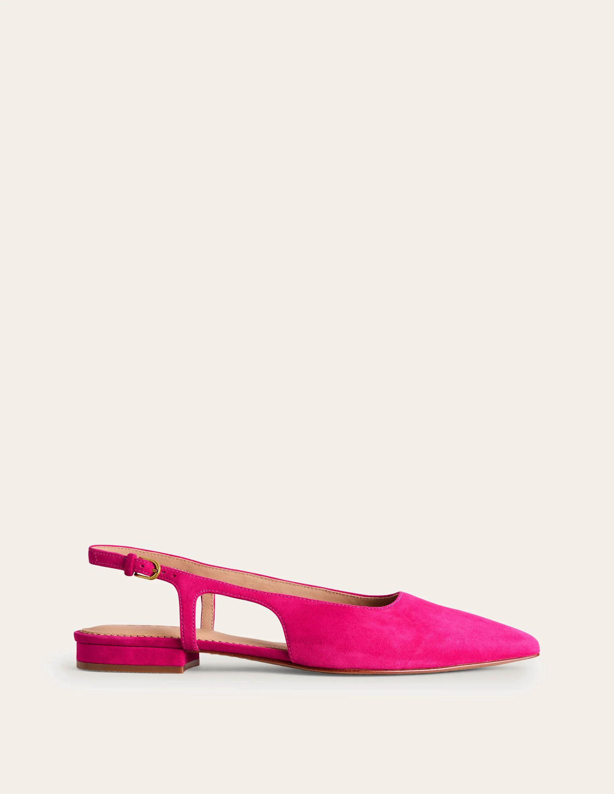 Cut Out Sling Back Flats-Pink Peacock Kid Suede - Image 2