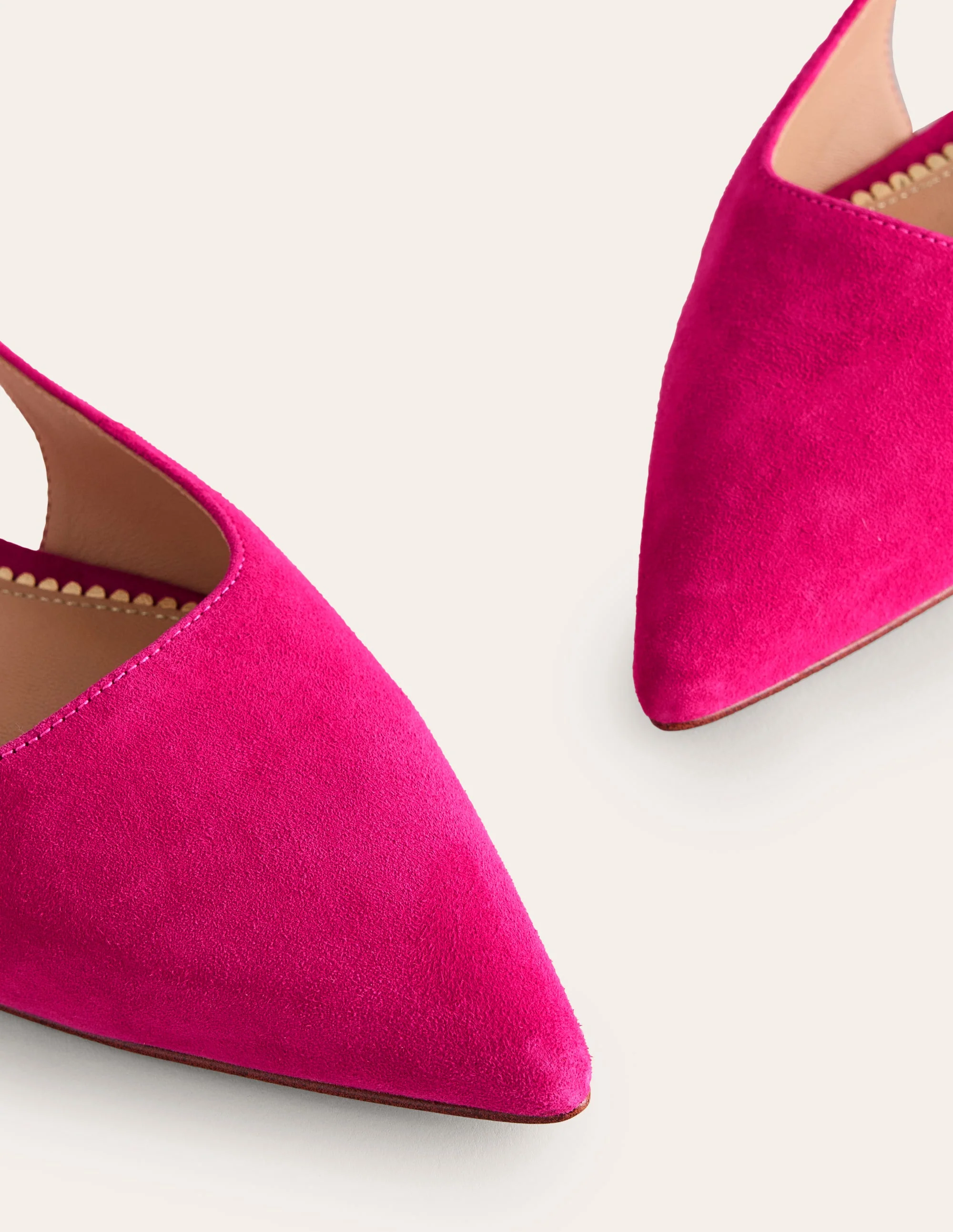 Cut Out Sling Back Flats-Pink Peacock Kid Suede - Image 4
