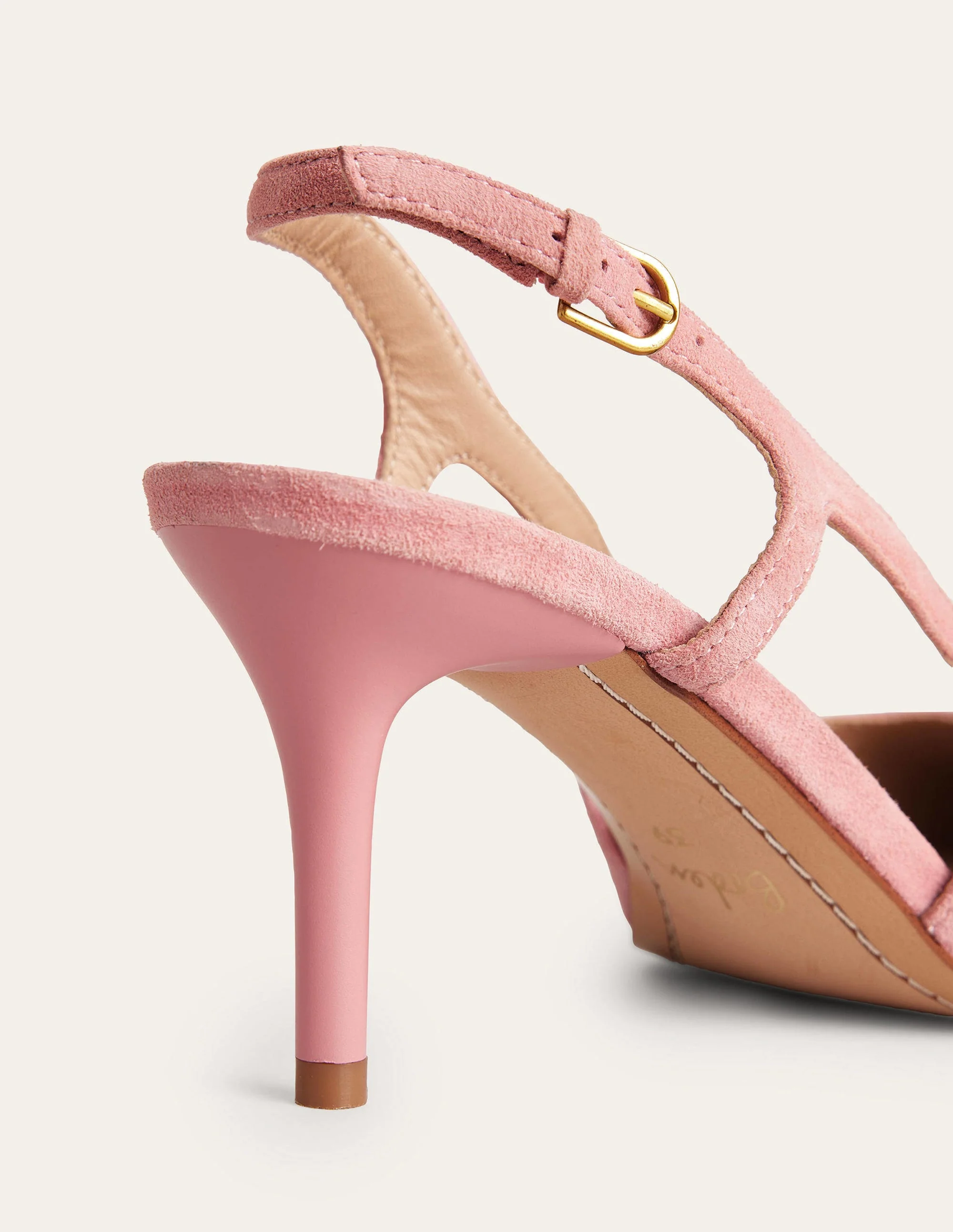 Cut Out Sling Back Heels-Blush Kid Suede - Image 5