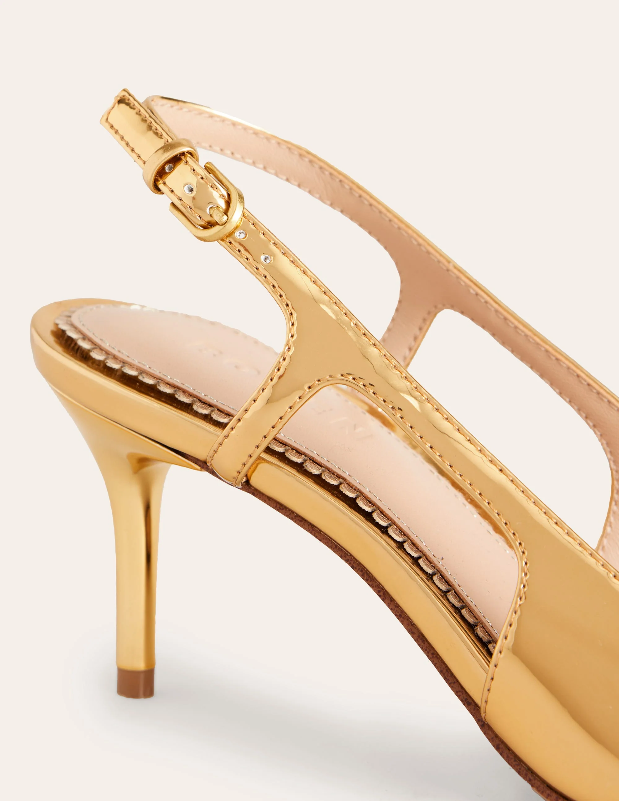 Cut Out Sling Back Heels-Gold Mirror - Image 4