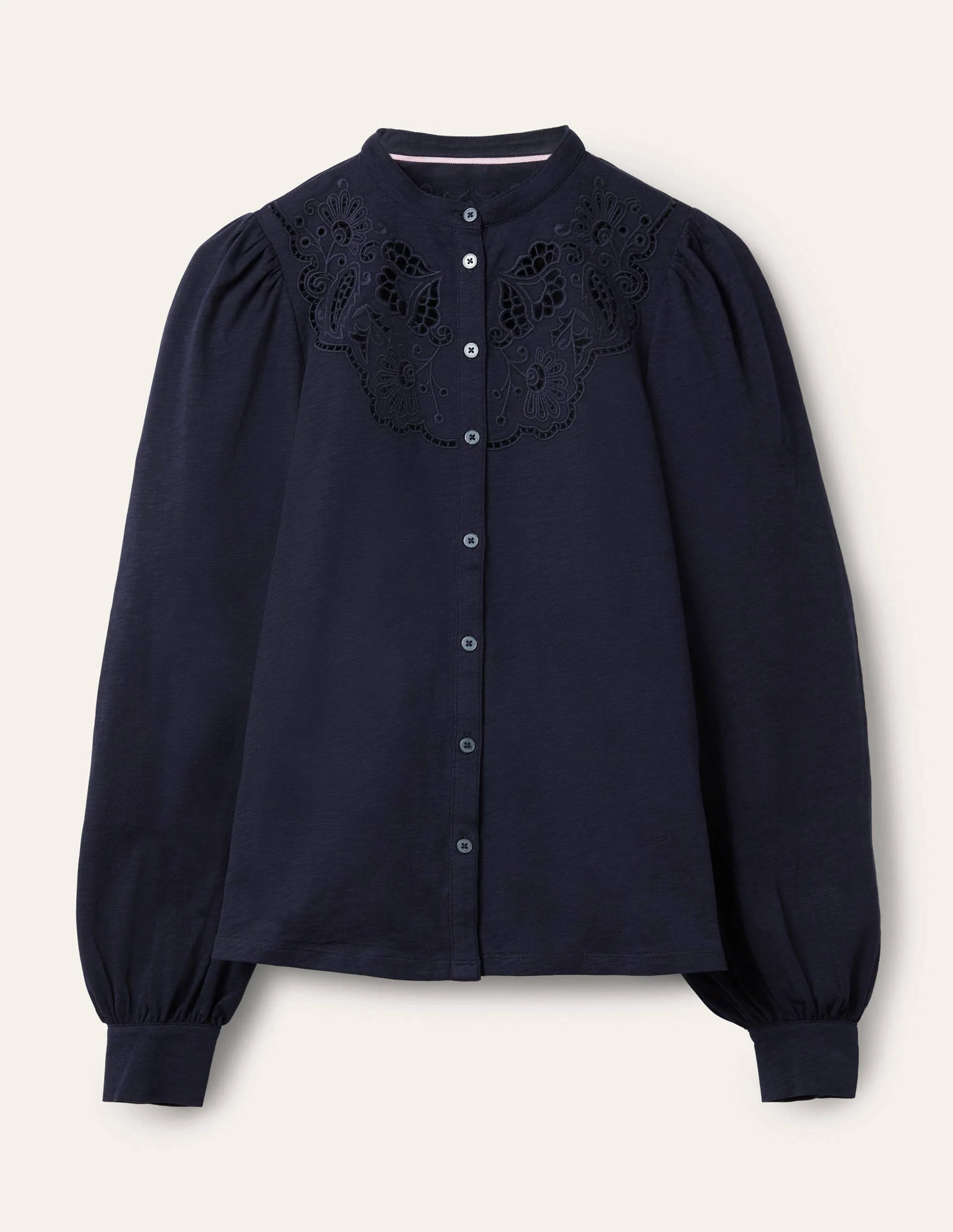 Cut Work Jersey Shirt-Navy - Image 5
