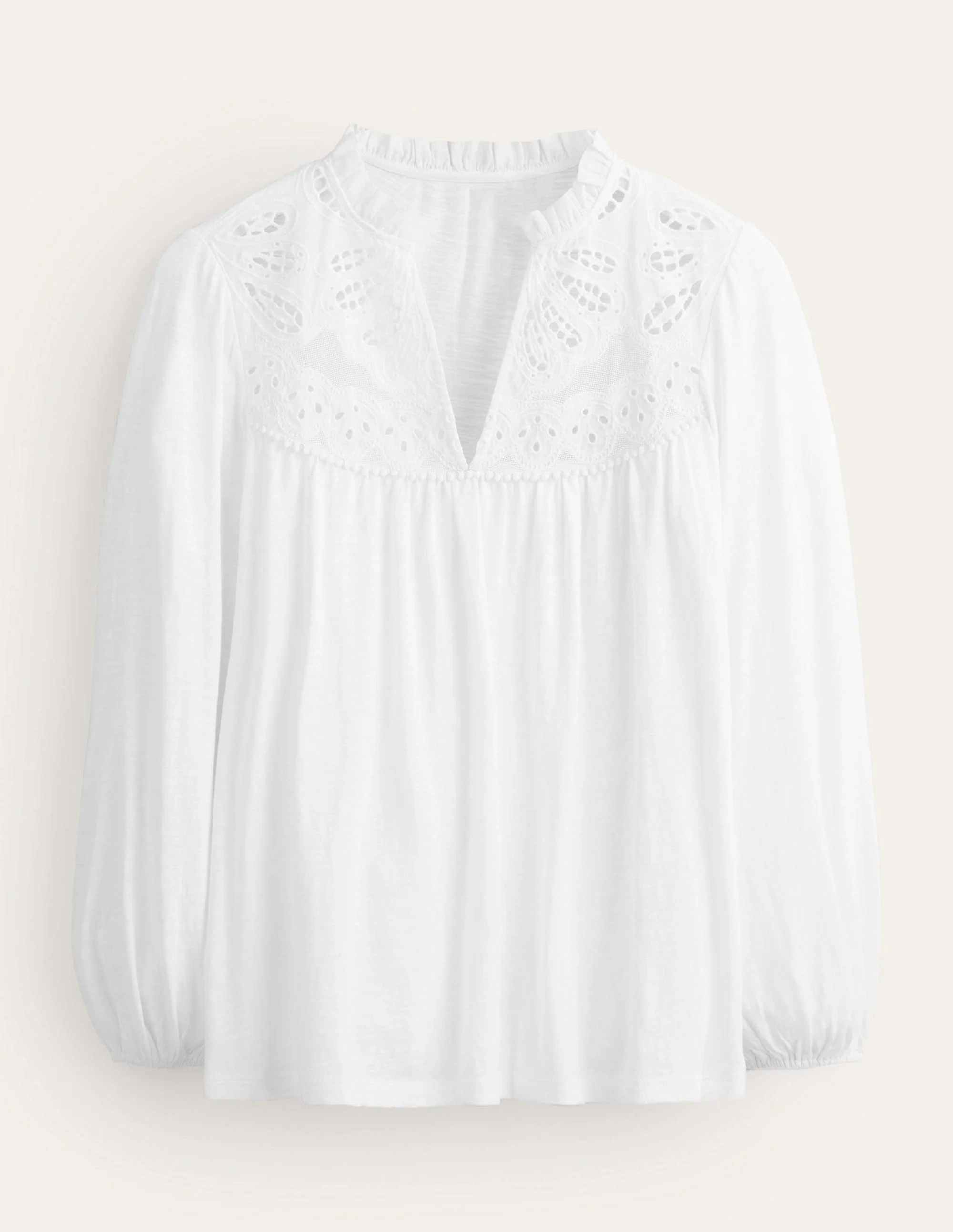 Cut Work Yoke Textured Top-White - Image 6