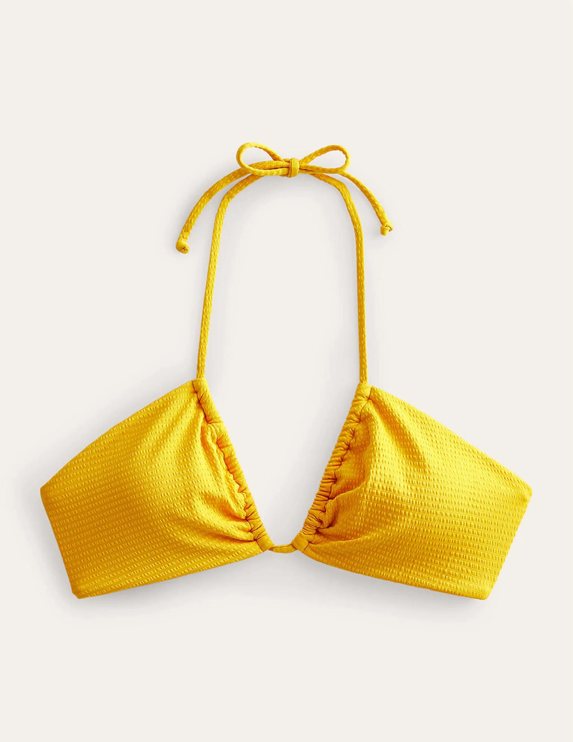Cutout String Gather Bikini-Saffron Yellow Seersucker - Image 5