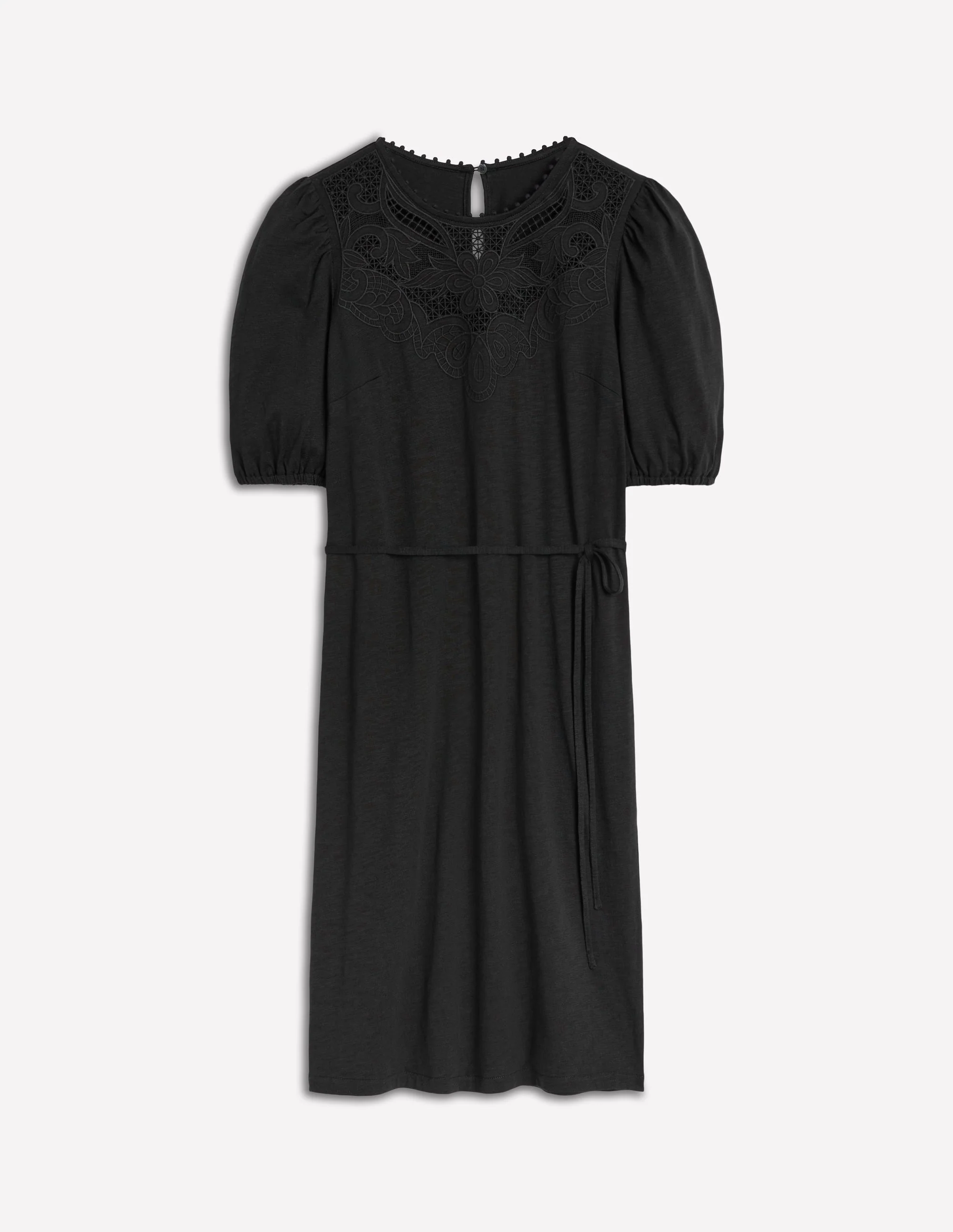 Cutwork Detail Short Dress-Black - Image 5