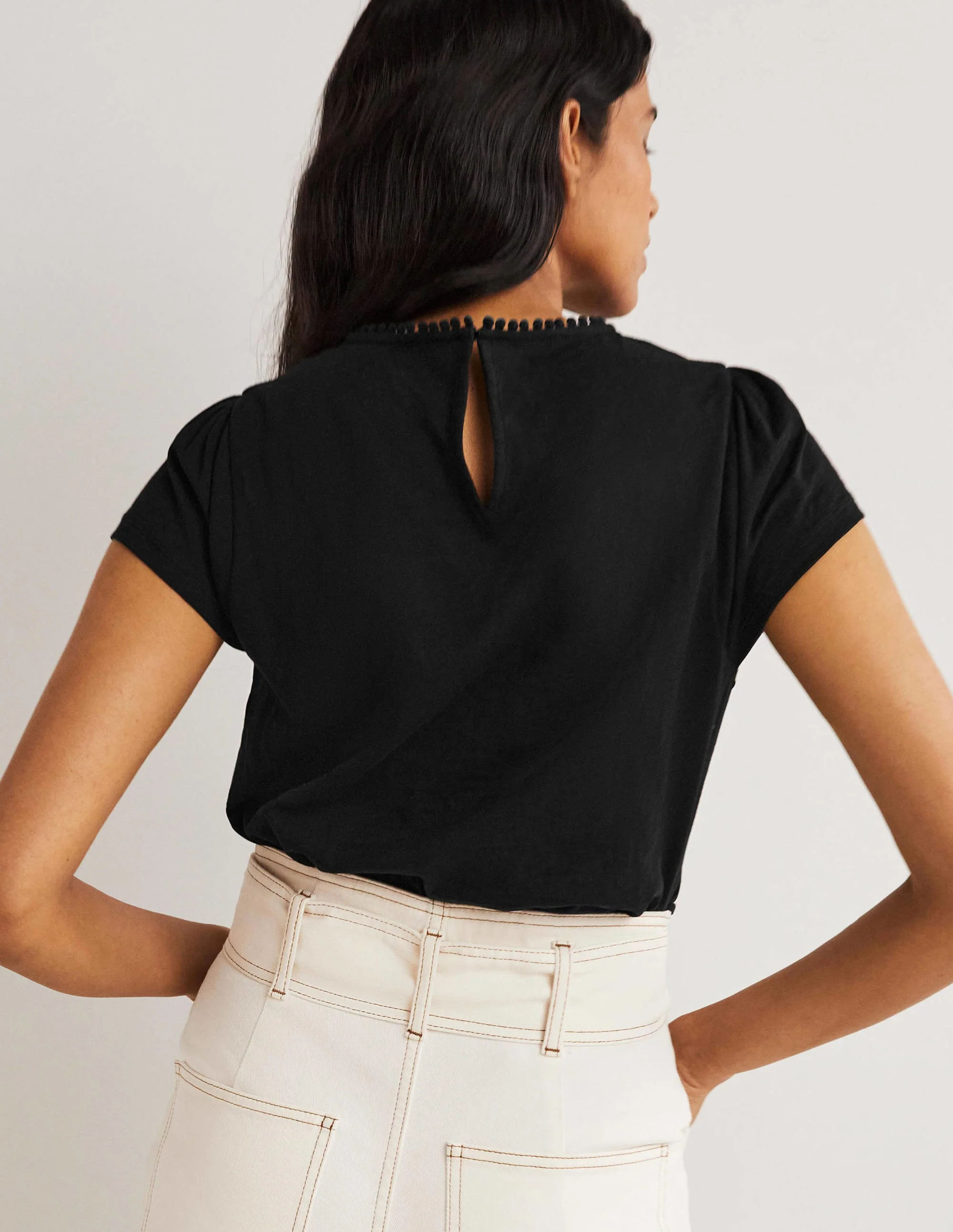 Cutwork Flutter T-Shirt-Black - Image 3