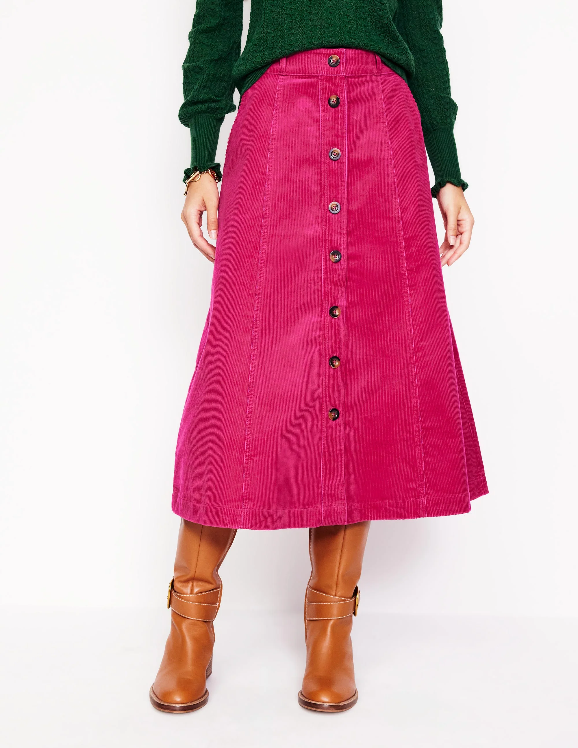 Davina Cord Midi Skirt-Cherry Jam - Image 4