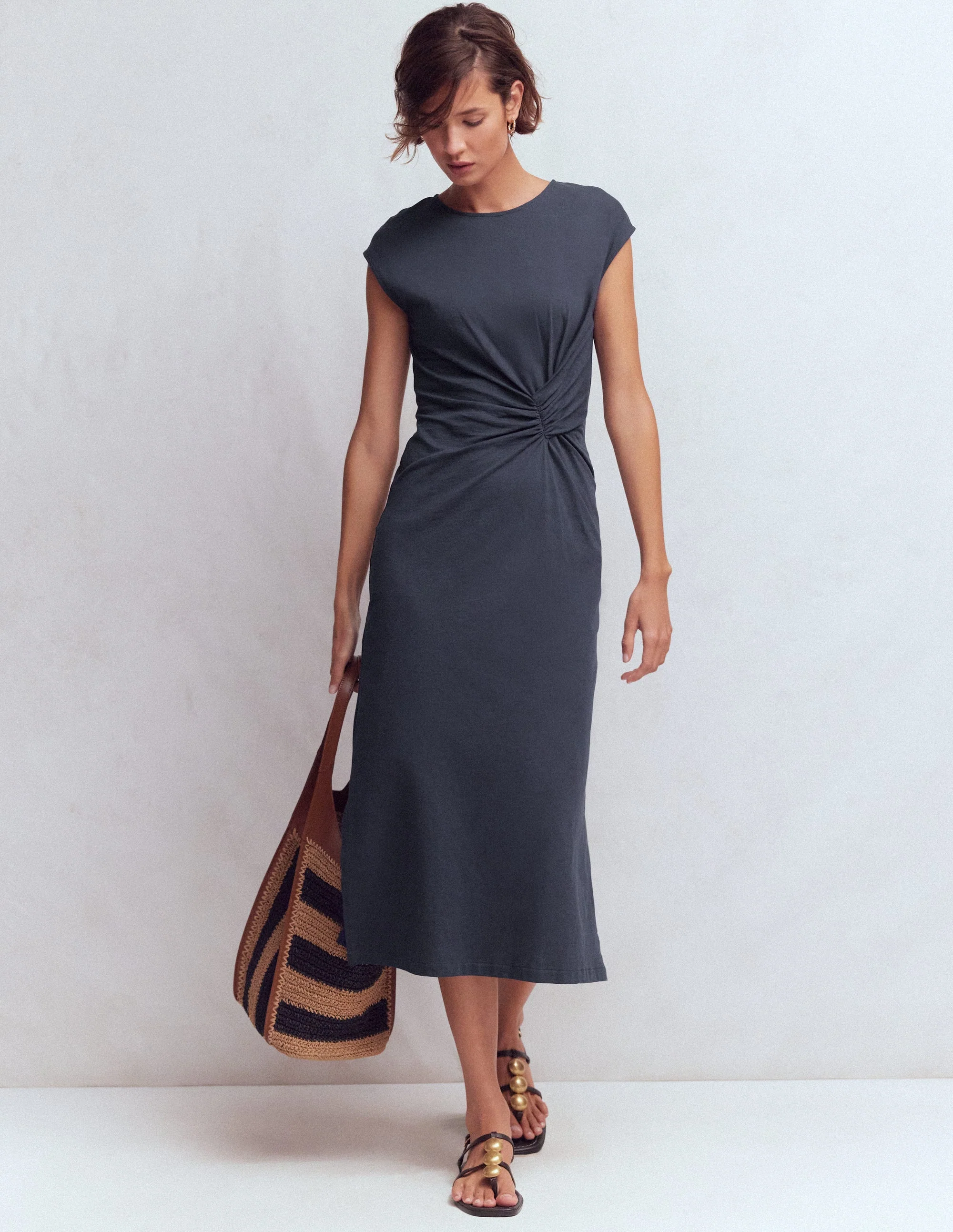 Delilah Twisted Midi Dress-Navy - Image 5