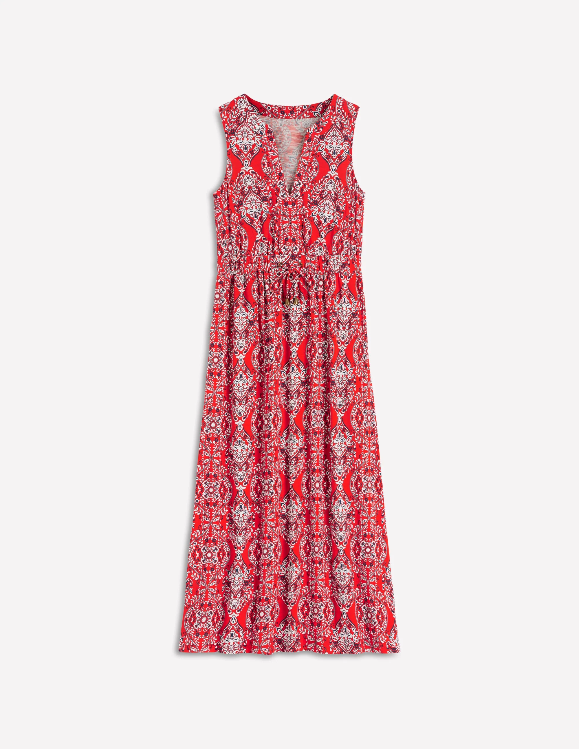 Delphine Midi Sleeveless Dress-Blood Orange, Gardenia - Image 6