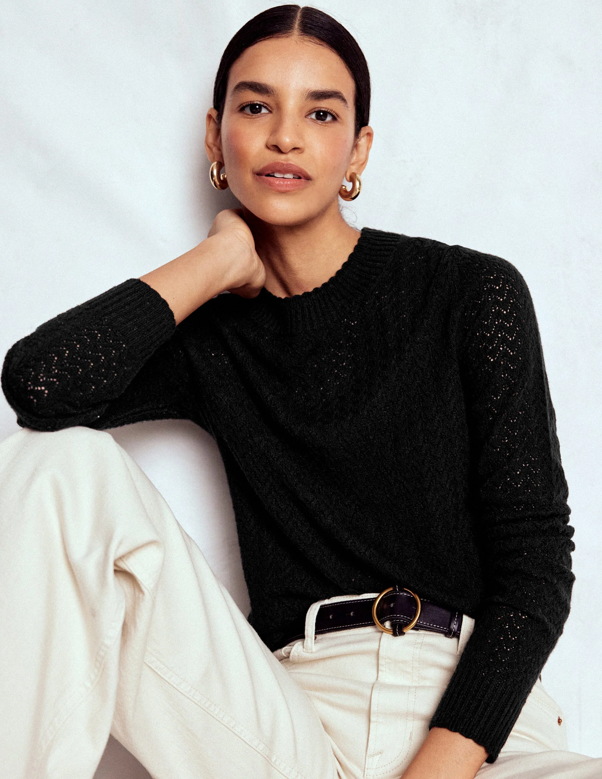 Diane Pointelle Sweater-Black