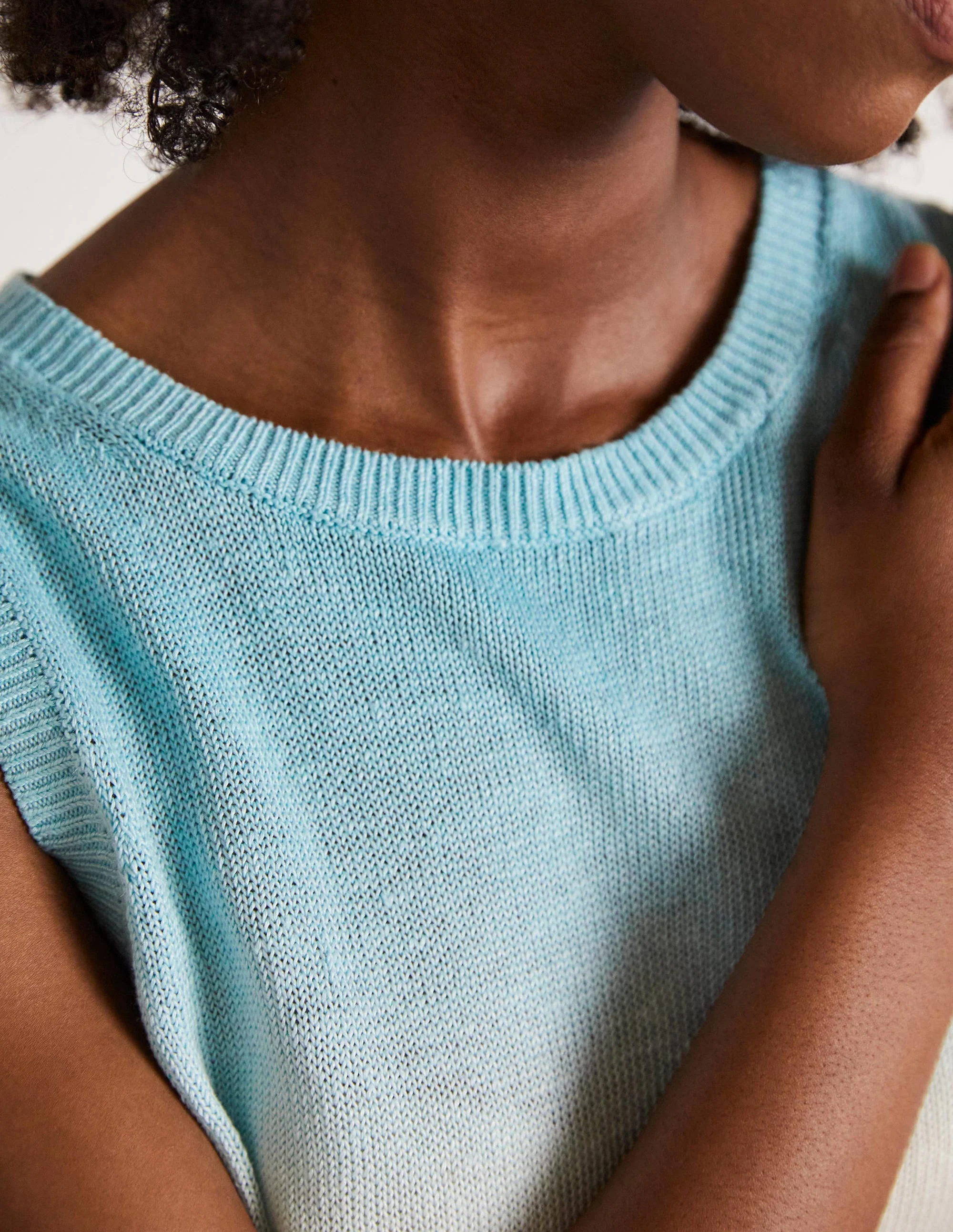 Dip-Dye Linen Tank-Blues Ombre - Image 8