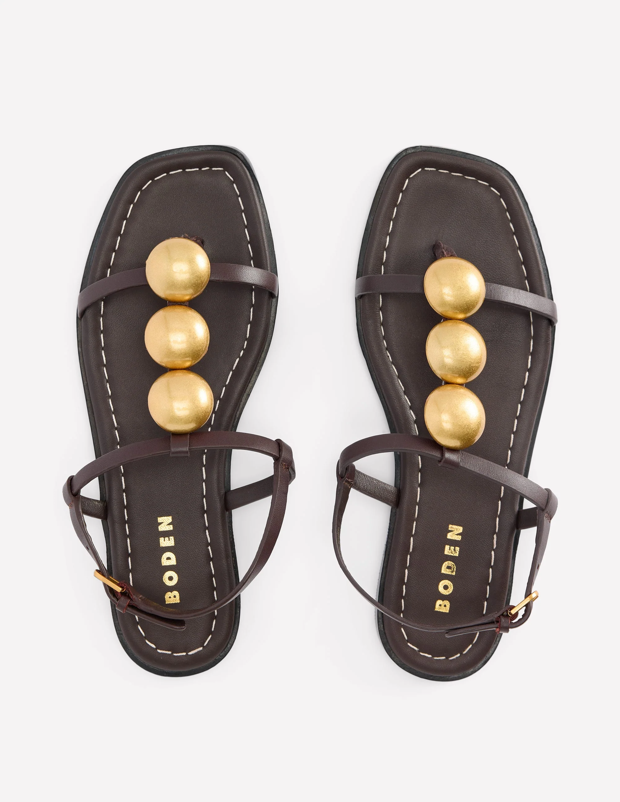 Disc Flat Sandals-Dark Chocolate - Image 5
