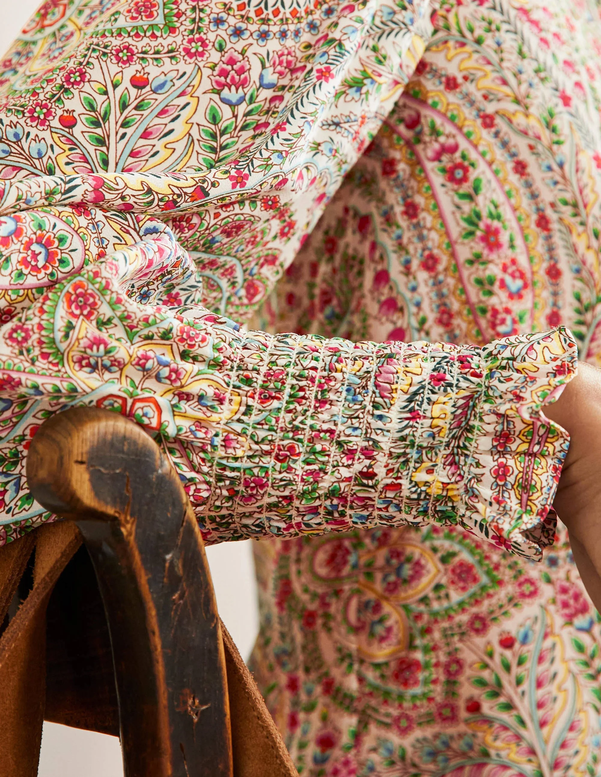Dominique Silk Shirt-Ivory, Floral Paisley - Image 2