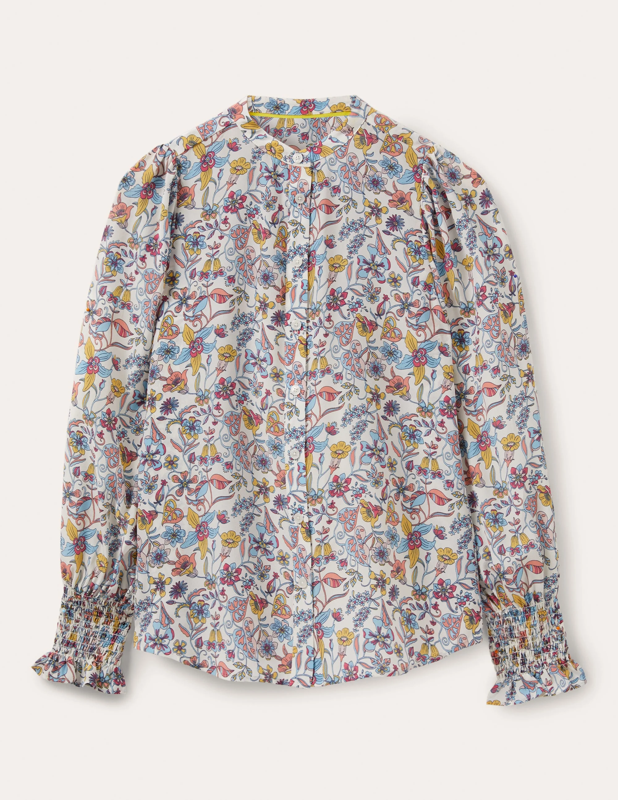 Dominique Silk Shirt-Ivory, Floral Paisley - Image 6