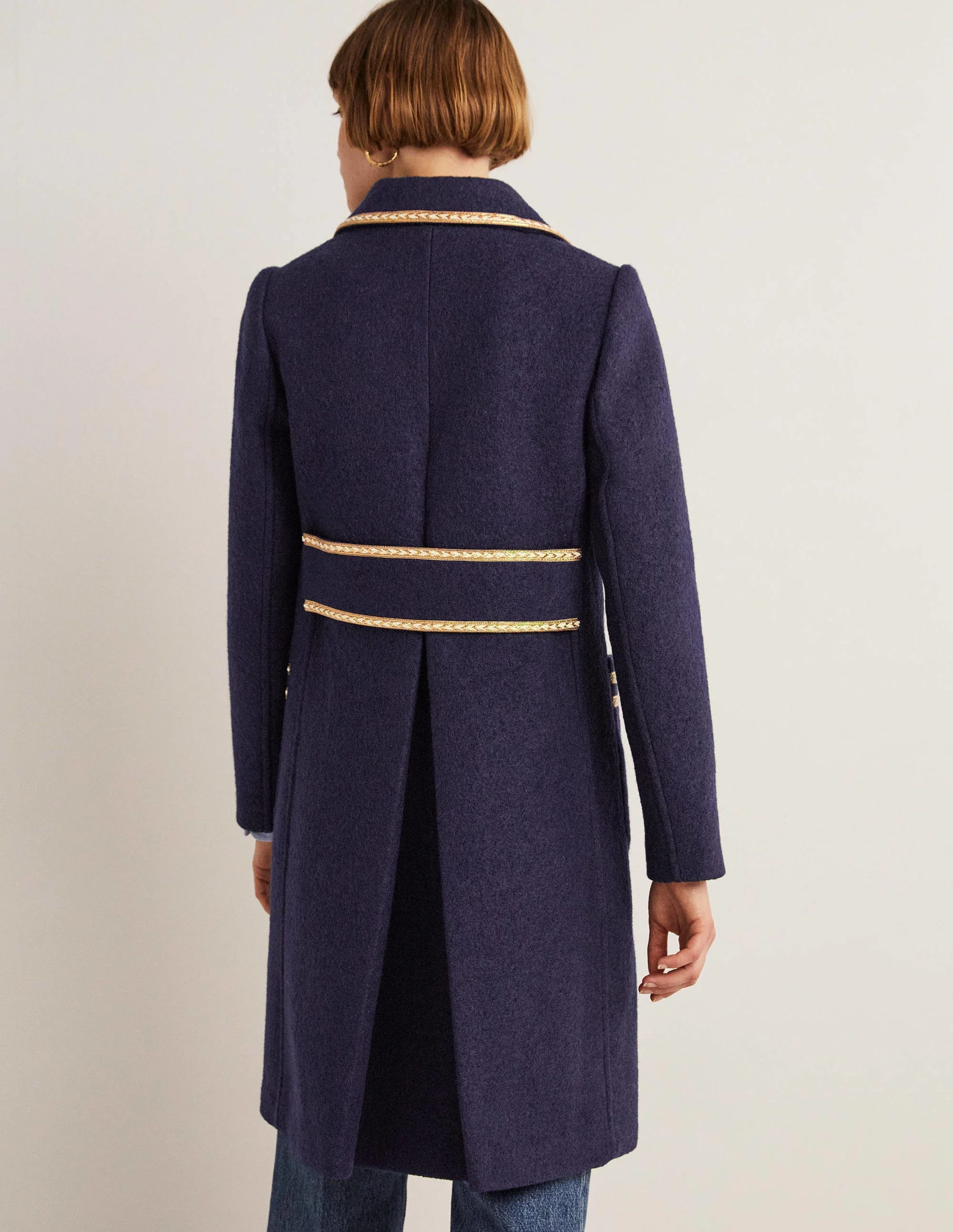 Double Breasted Military Coat-Navy - Image 3
