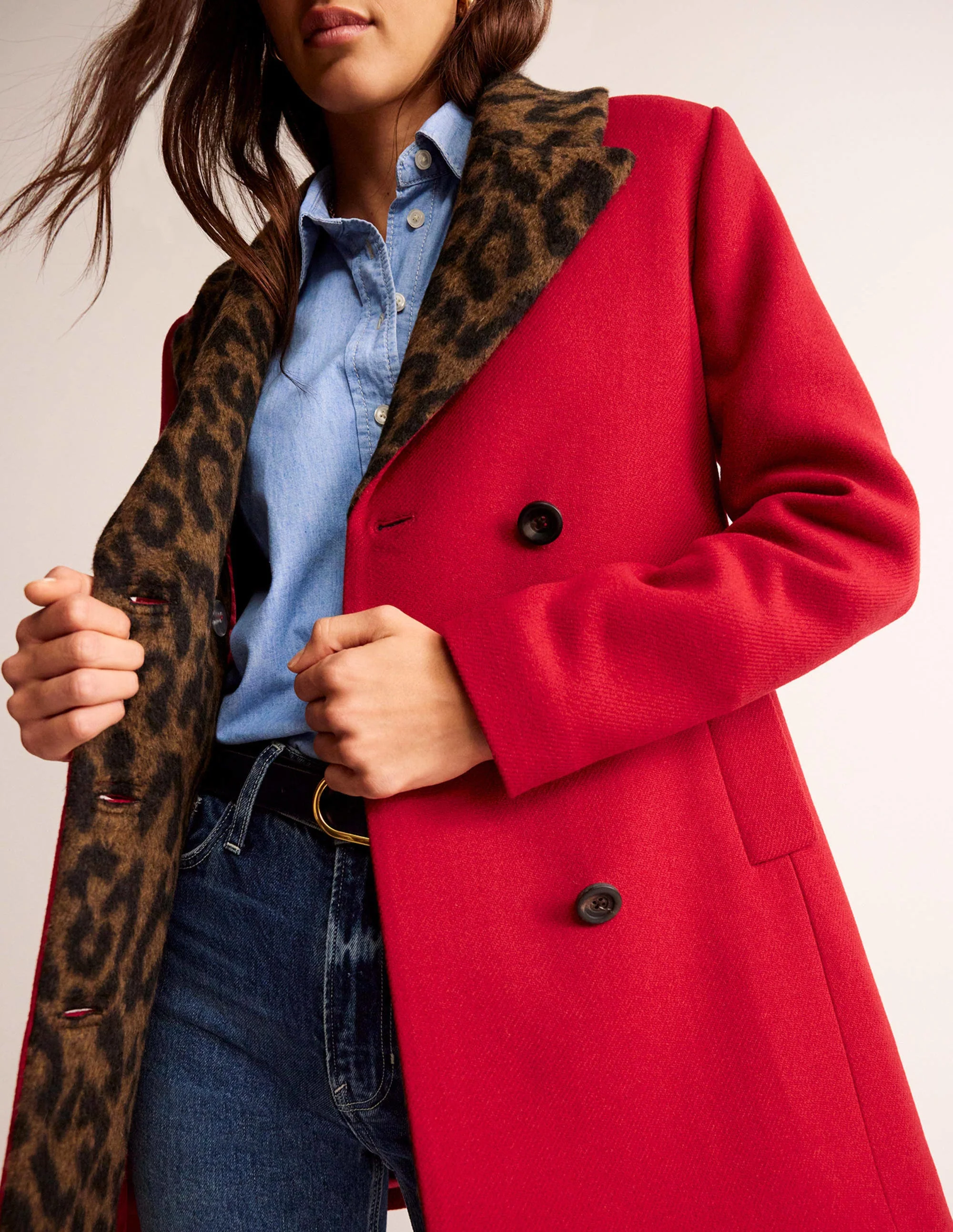Double-Breasted Wool Coat-Brilliant Red - Image 2