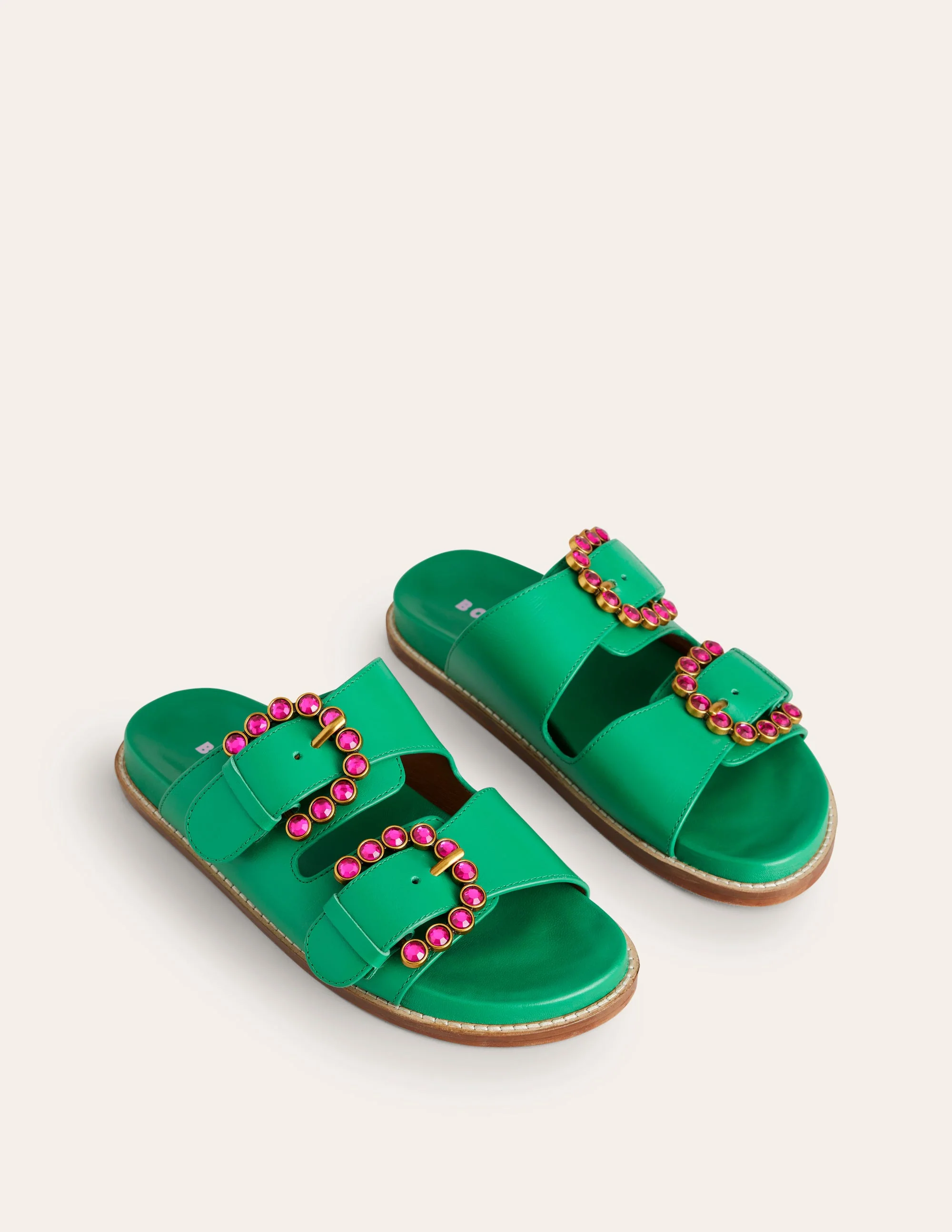 Double Buckle Sliders-Rich Emerald - Image 3