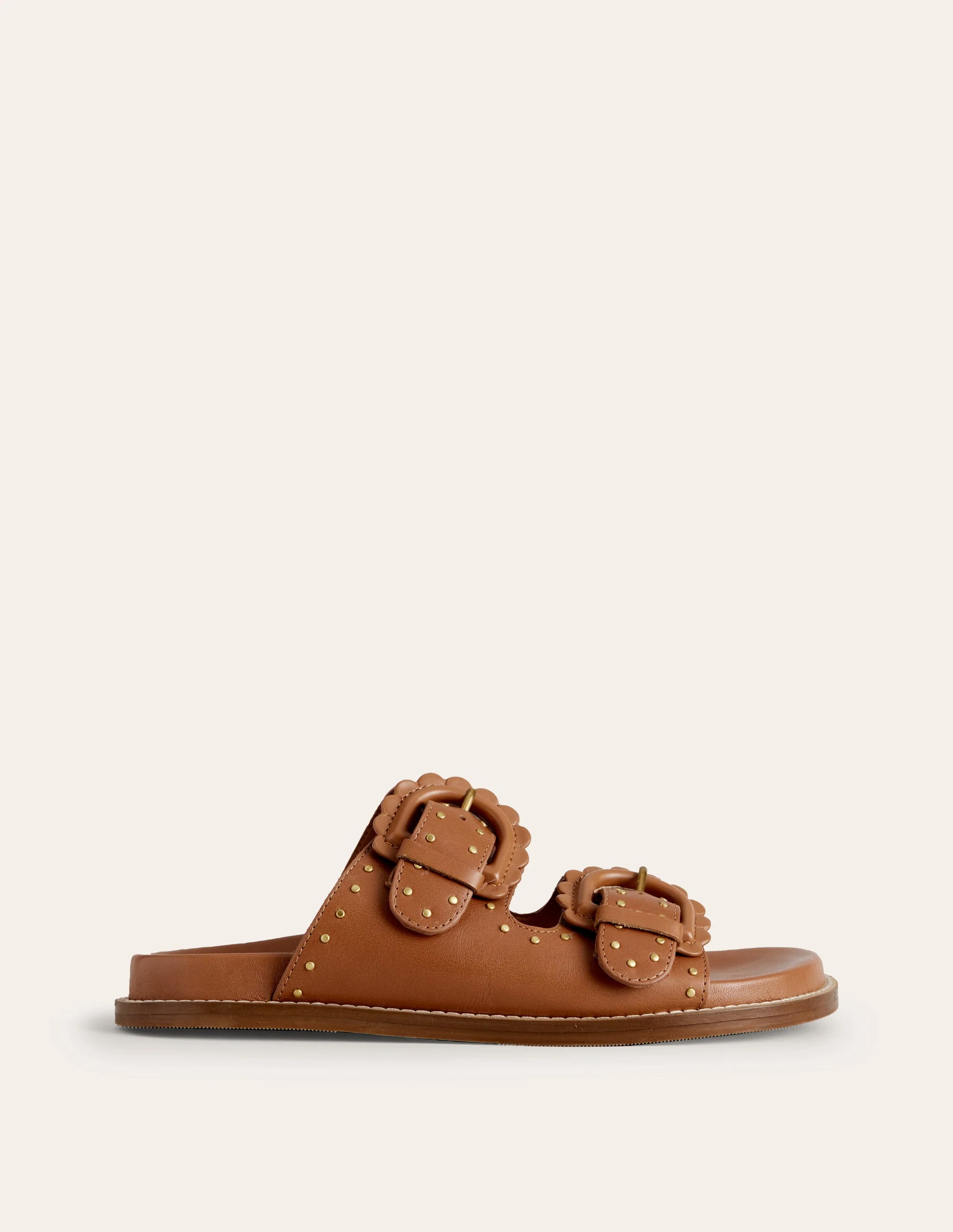 Double Buckle Sliders-Tan Stud - Image 4