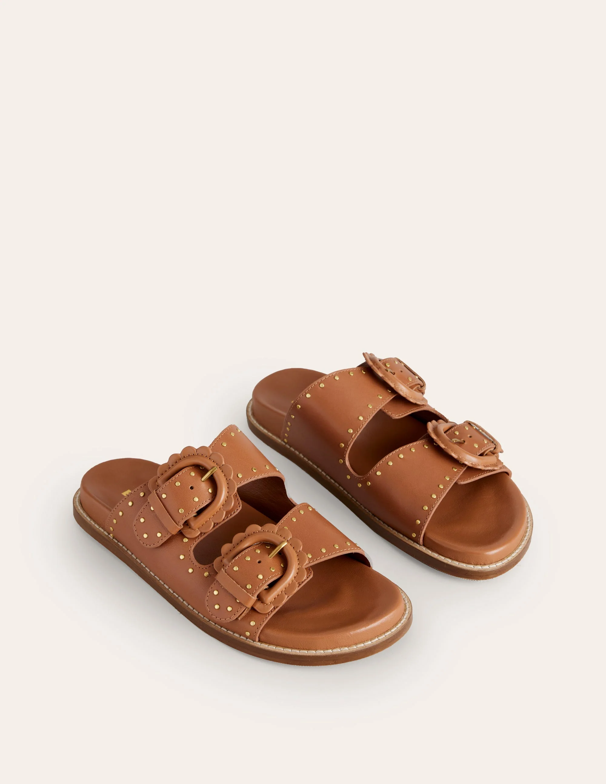 Double Buckle Sliders-Tan Stud - Image 5