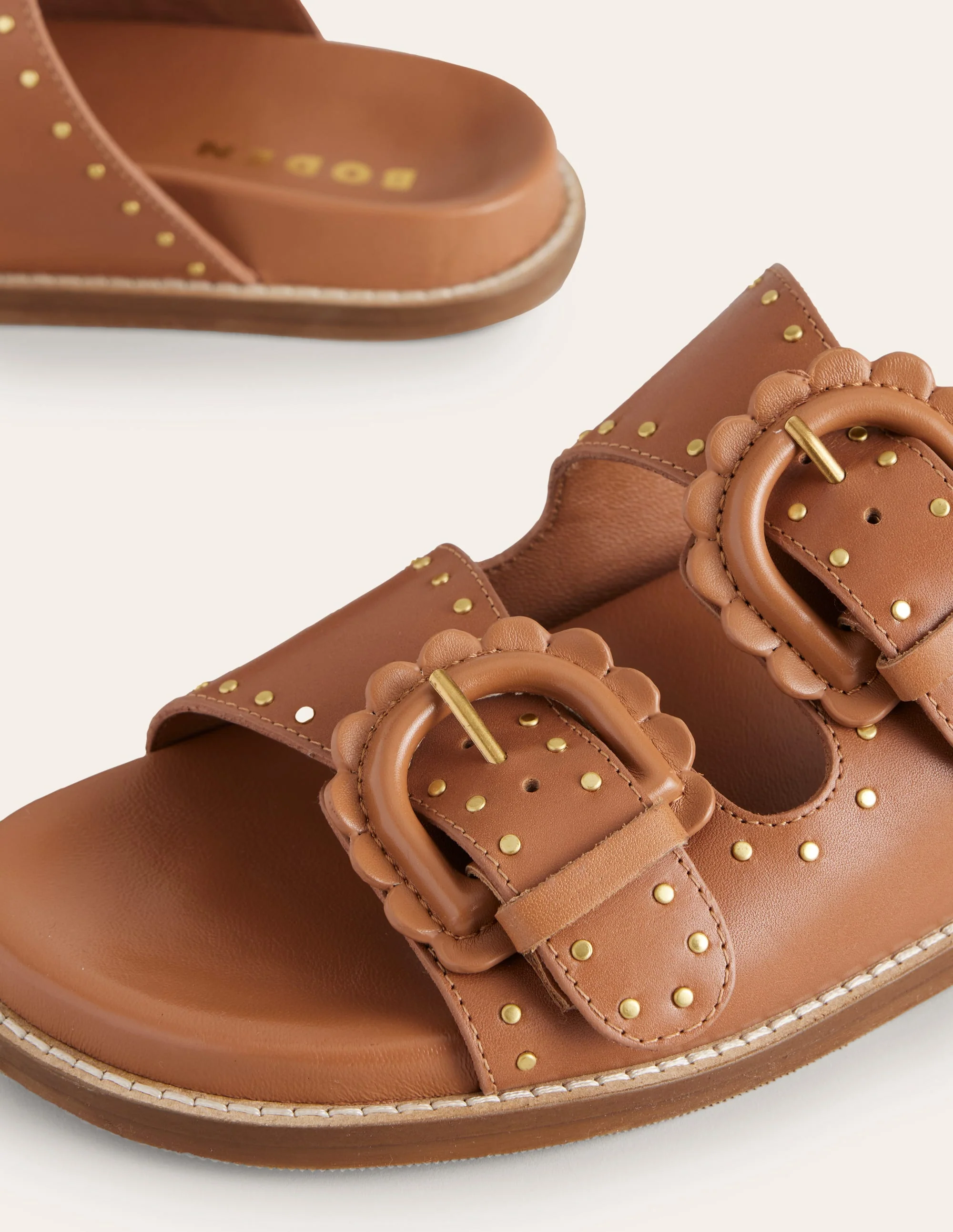 Double Buckle Sliders-Tan Stud - Image 6