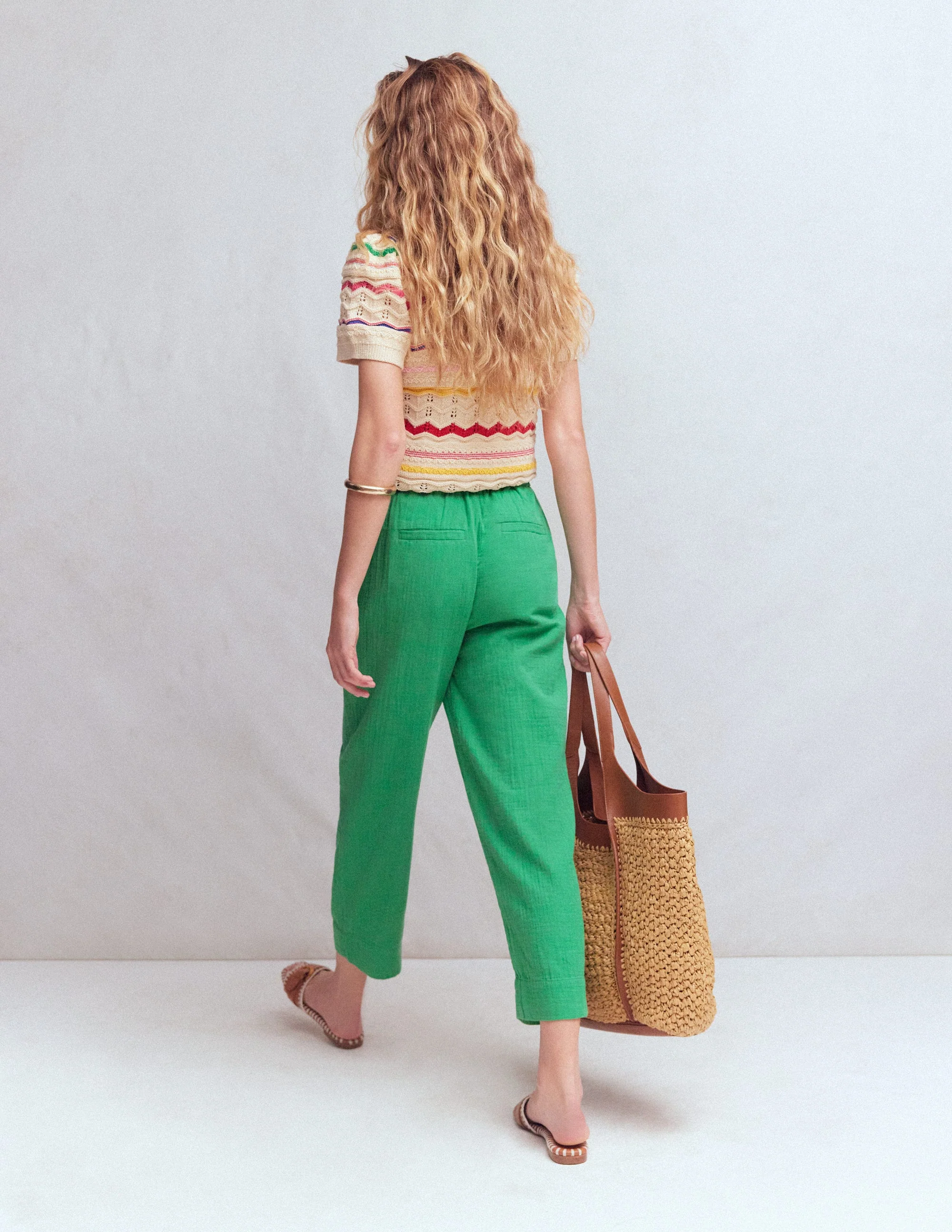 Double Cloth Crop Pants-Shamrock Green - Image 6