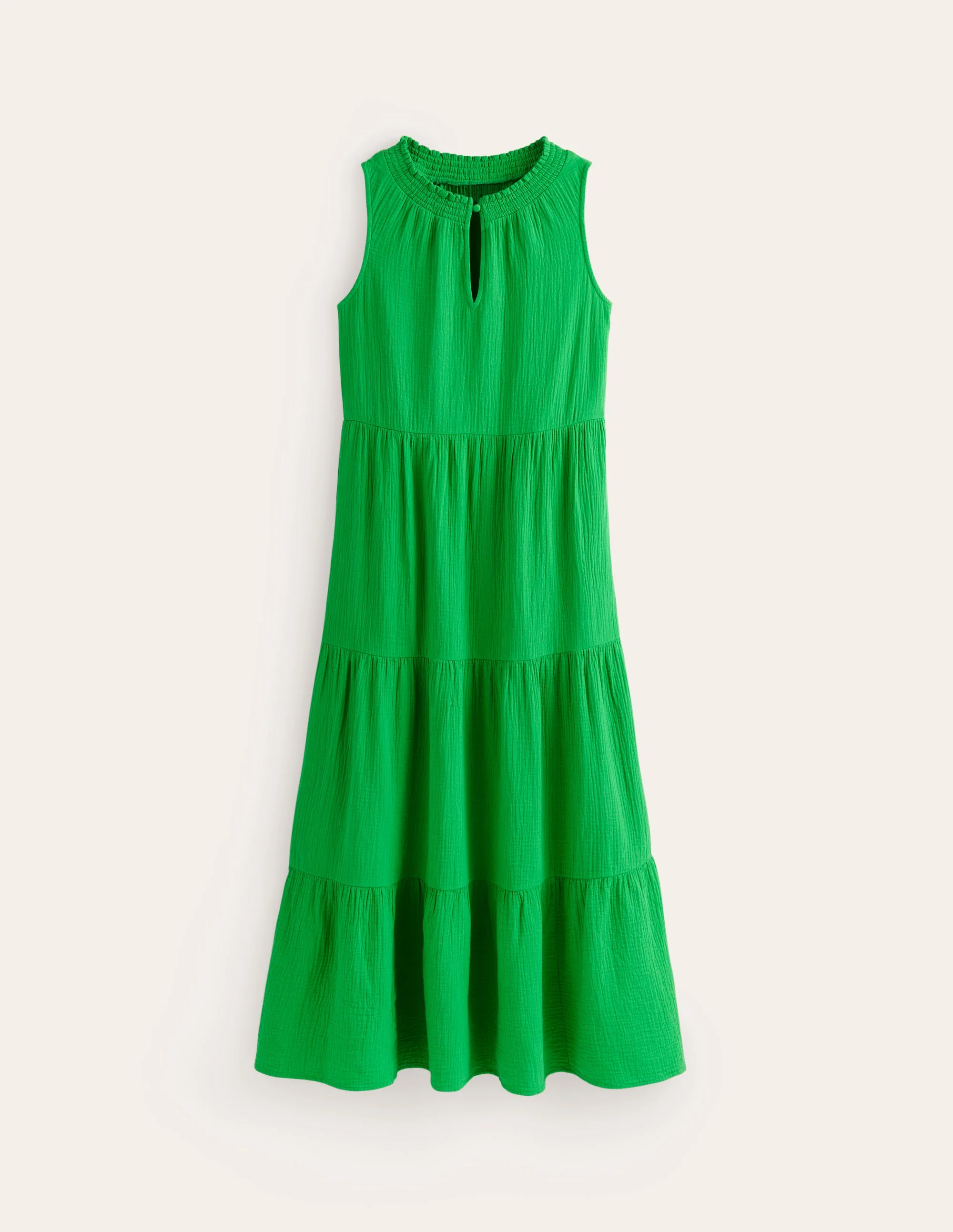 Double Cloth Maxi Tiered Dress-Kelly Green - Image 5