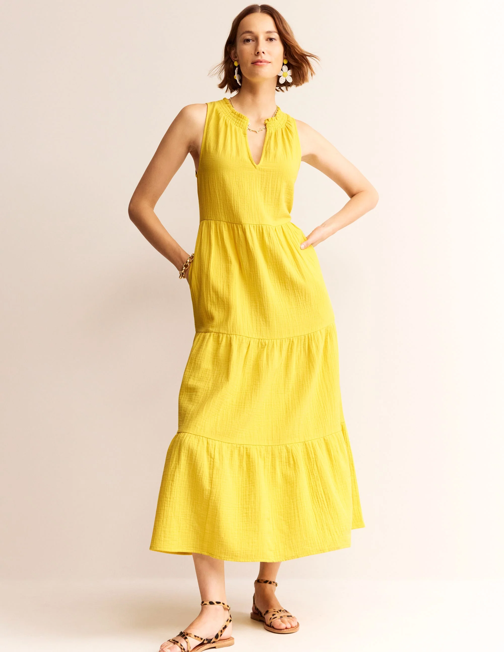 Double Cloth Maxi Tiered Dress-Passionfruit - Image 4