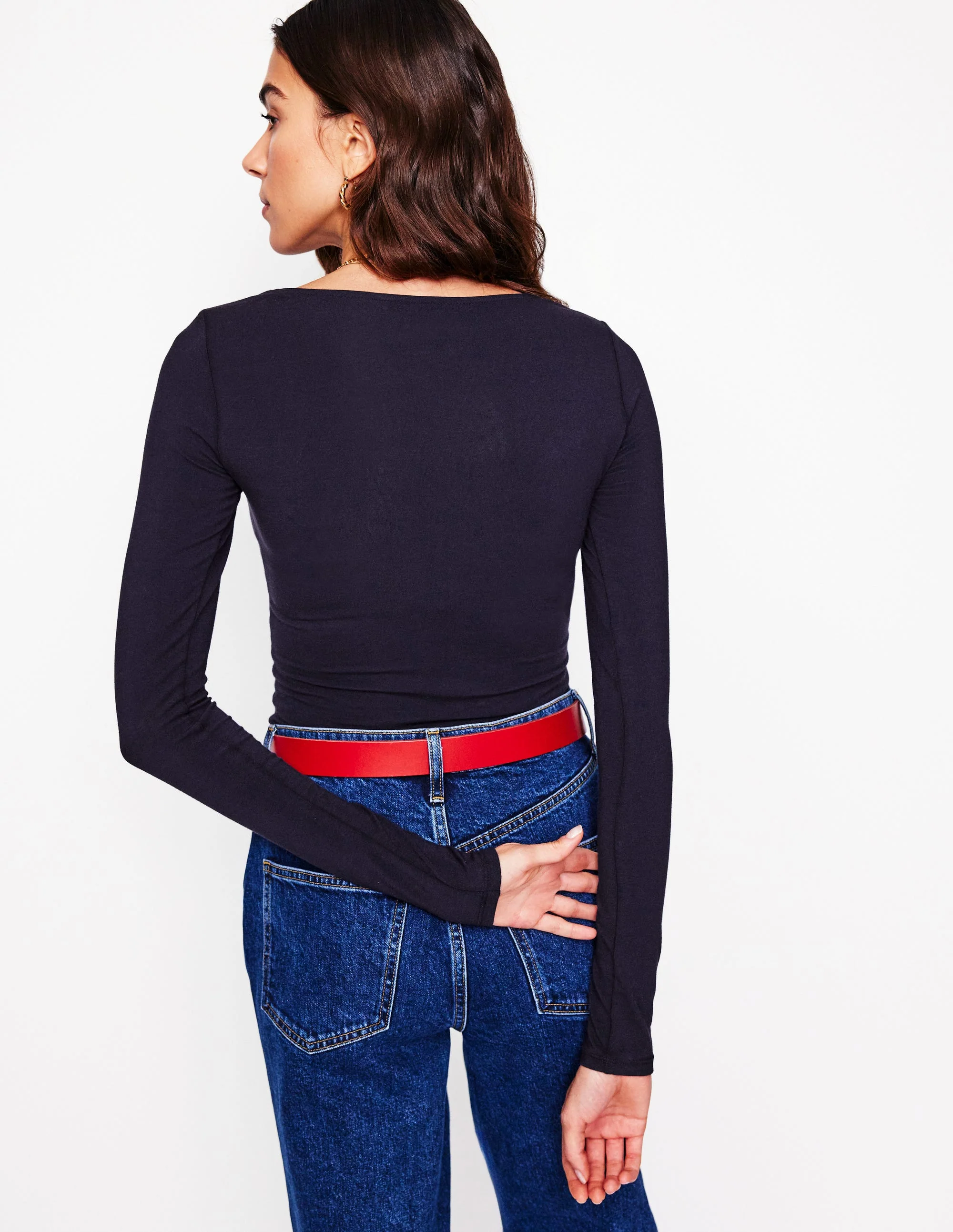 Double Layer Scoop Long Sleeve-Navy - Image 3