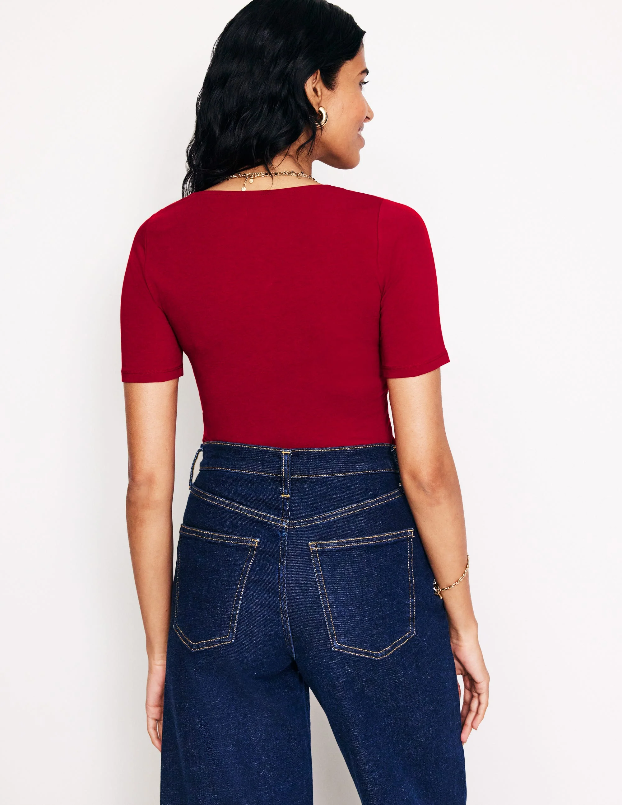 Double Layer Scoop T-shirt-Red Liquorice - Image 3