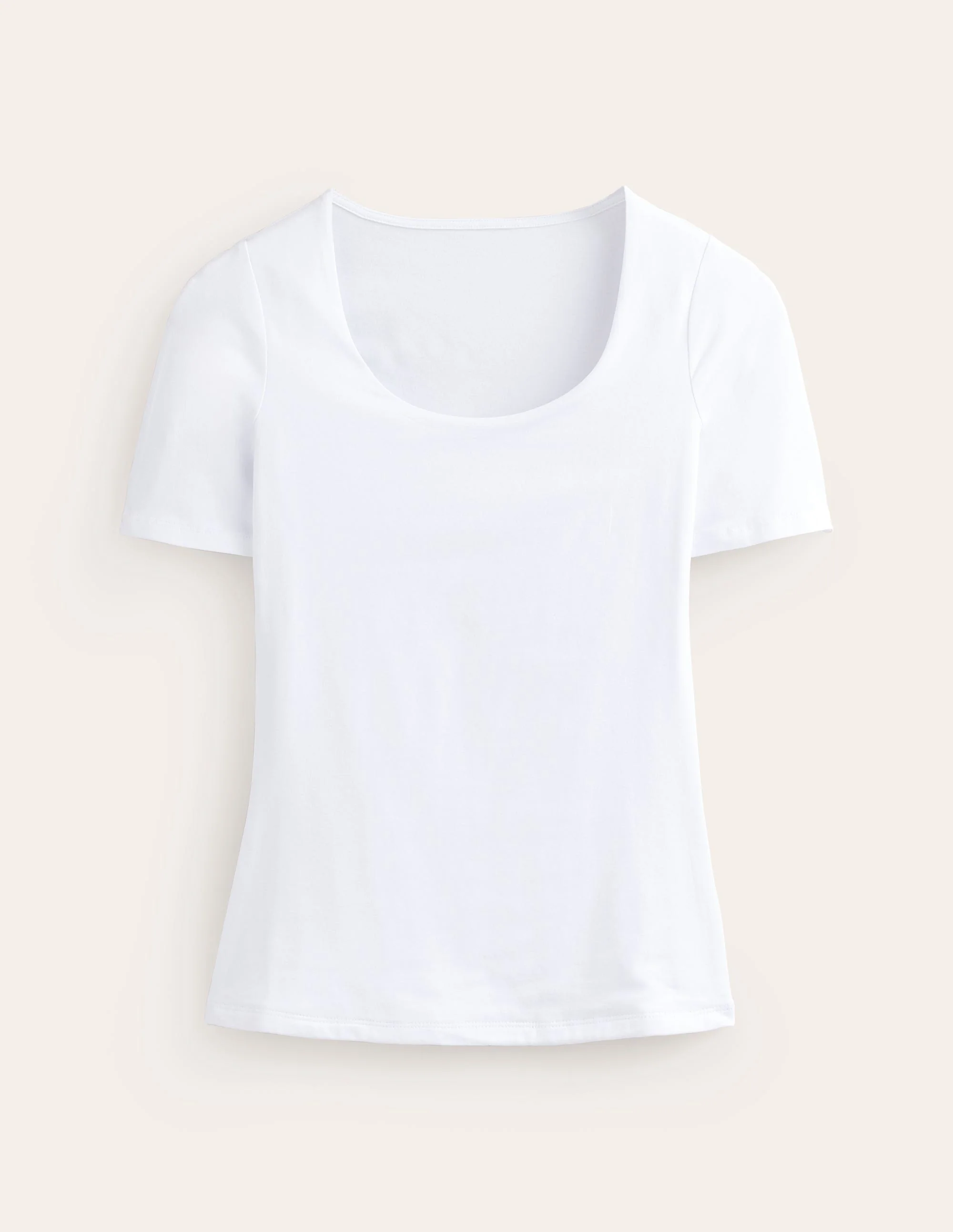 Double Layer Scoop T-shirt-White - Image 5