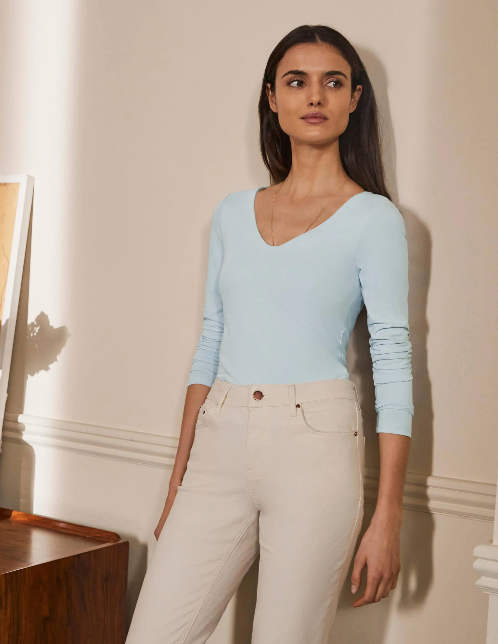 Double Layer V-neck Top-Surf