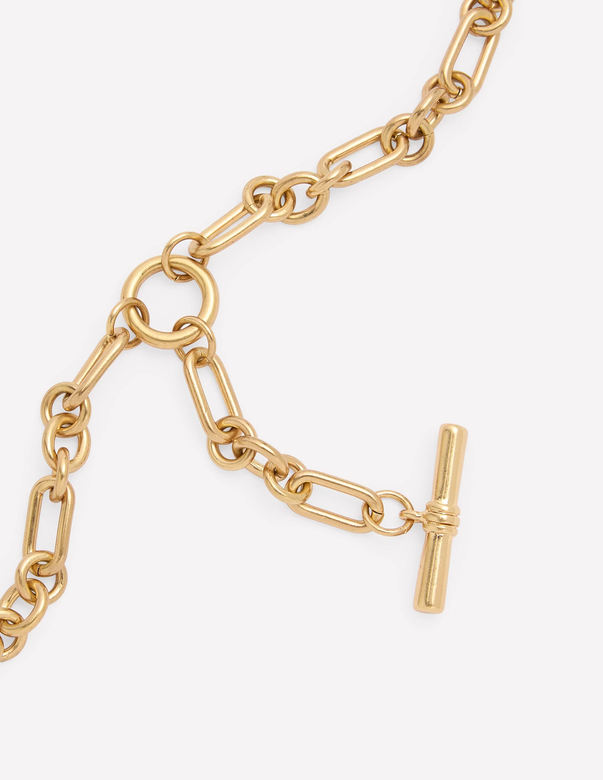 Drop Chain T-bar Necklace-Gold Colour - Image 3