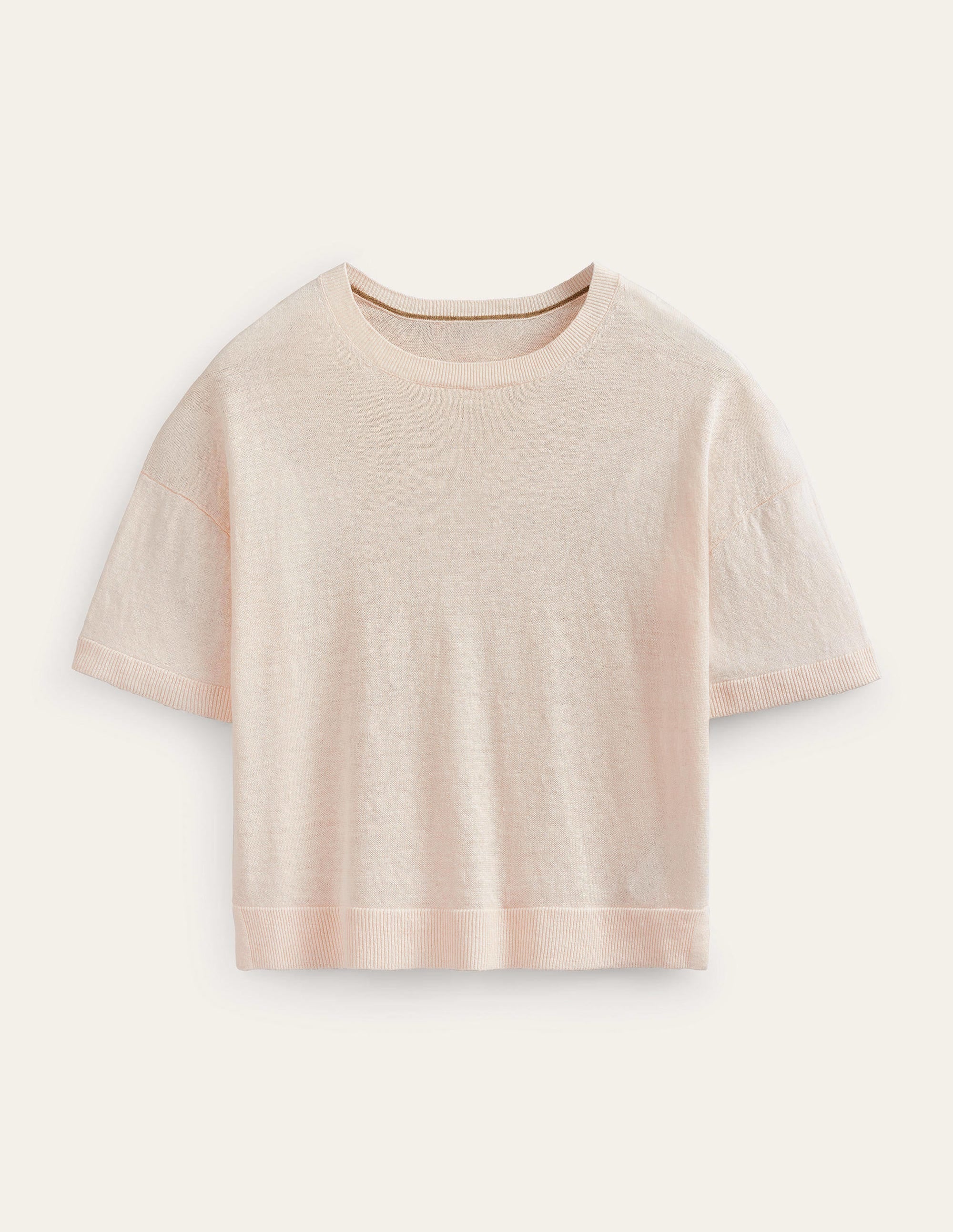 Drop-Shoulder Linen T-Shirt-Warm Ivory - Image 5